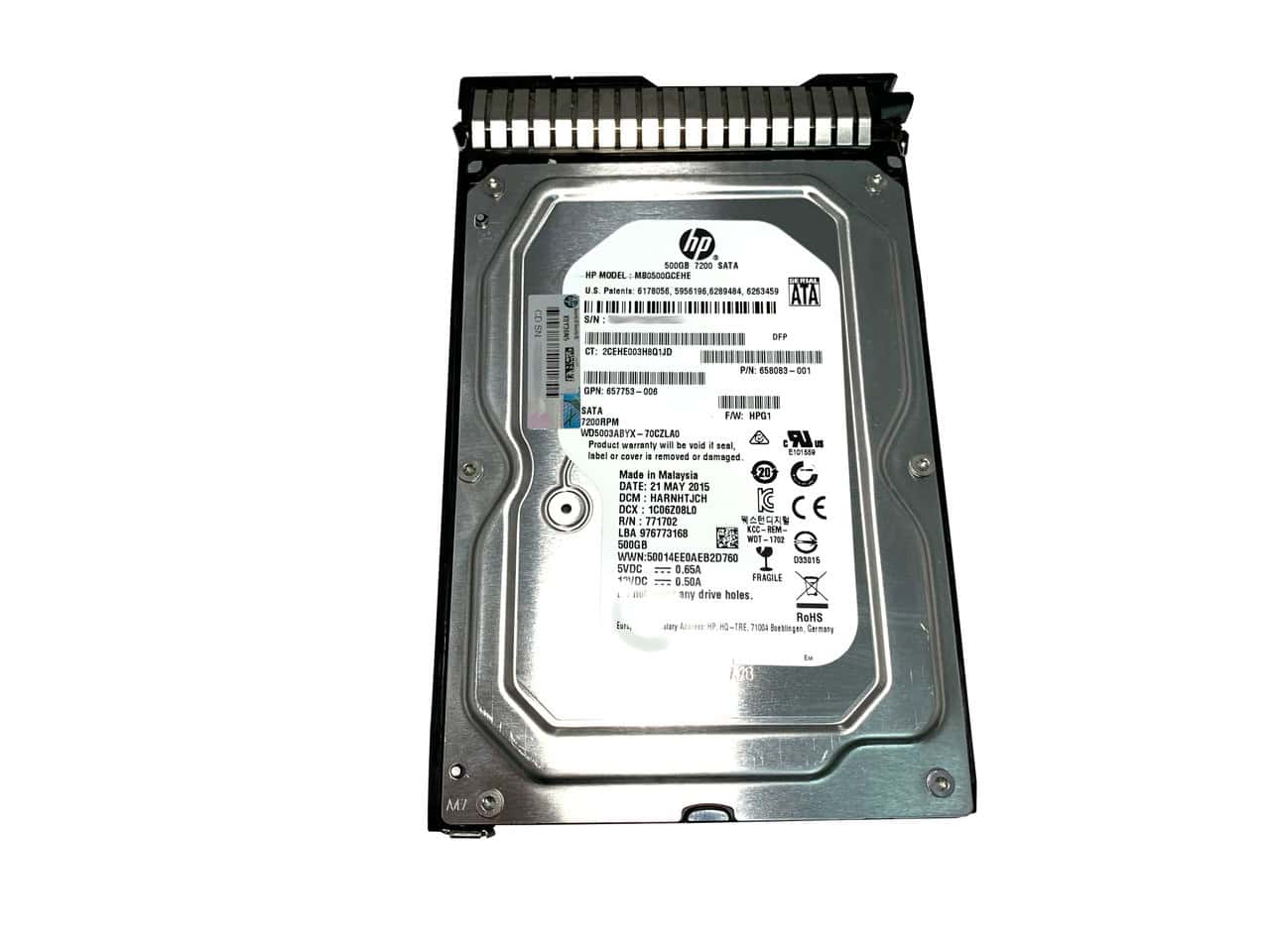 HP 500GB 7200rpm 3.5in SATA-6G (658084-001-RFB) thumbnail