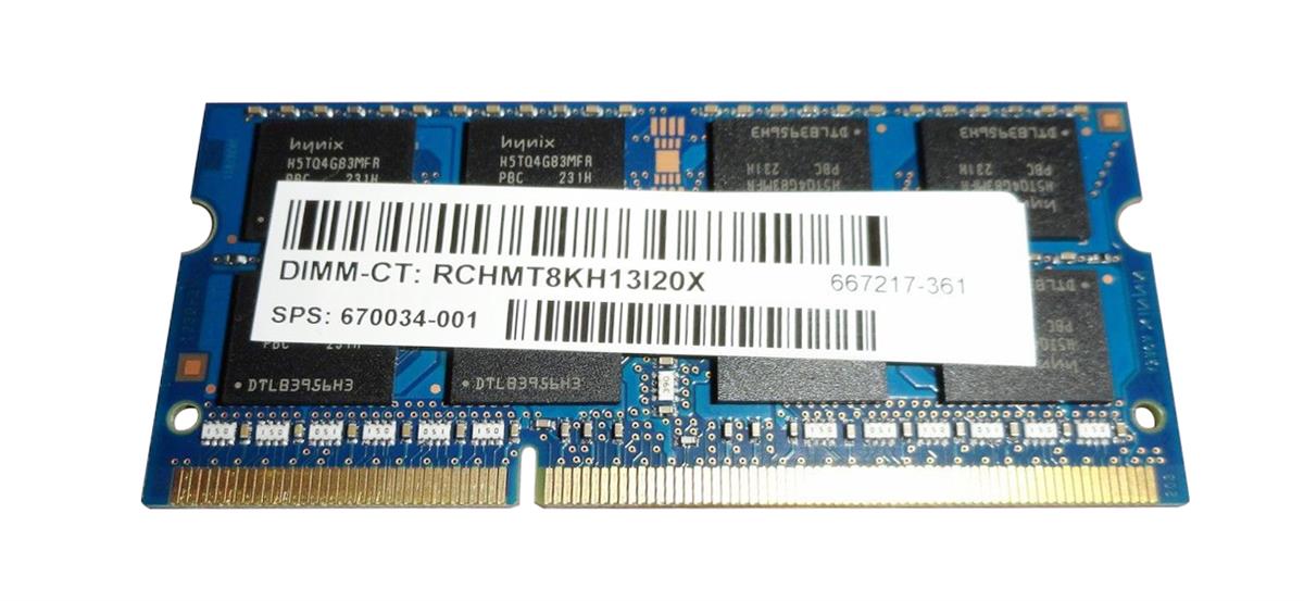 HP 8GB 1600MHZ PC3-12800 MEM (670034-001-RFB) thumbnail