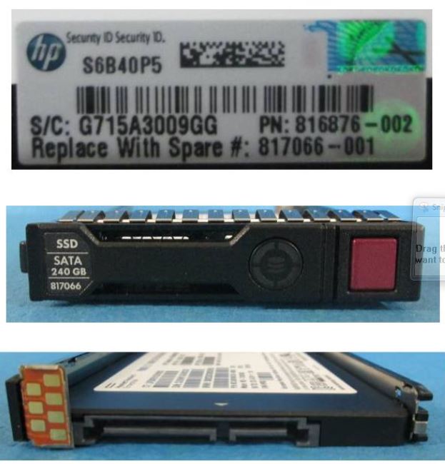 HP SSD 240GB Hot Plug SATA (817066-001-RFB) thumbnail