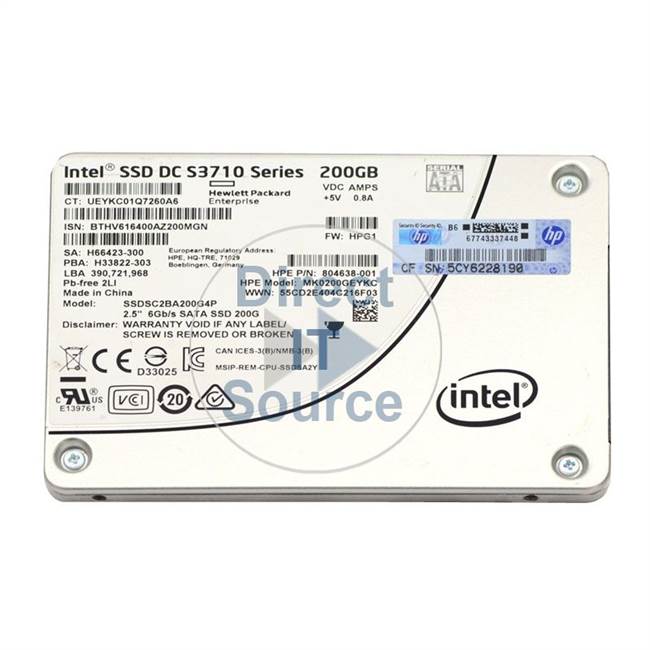 HPE 200GB SATA 6G WRITE (MK0200GEYKC-RFB) thumbnail