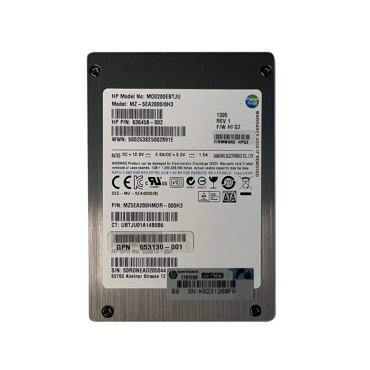 HPE 200GB Hot Plug SSD 3GB (MO0200EBTJU-RFB) thumbnail