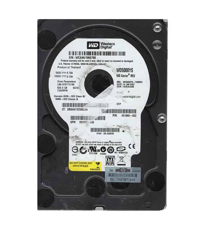 HP 500Gb SATA 150SATA HDD (WD5000YS-70MPB1-RFB) thumbnail
