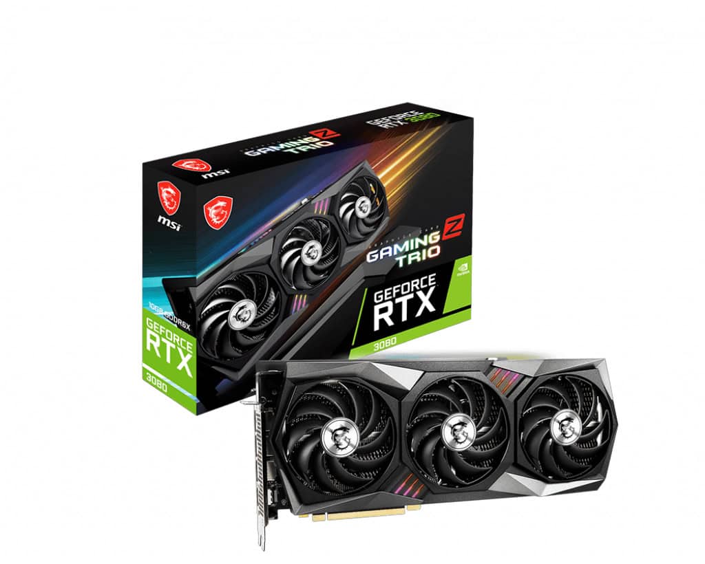 MSI GAMING RTX 3080 Z TRIO 10G LHR videokaart NVIDIA GeForce RTX 3080 10 GB GDDR6X (V389-203R) thumbnail