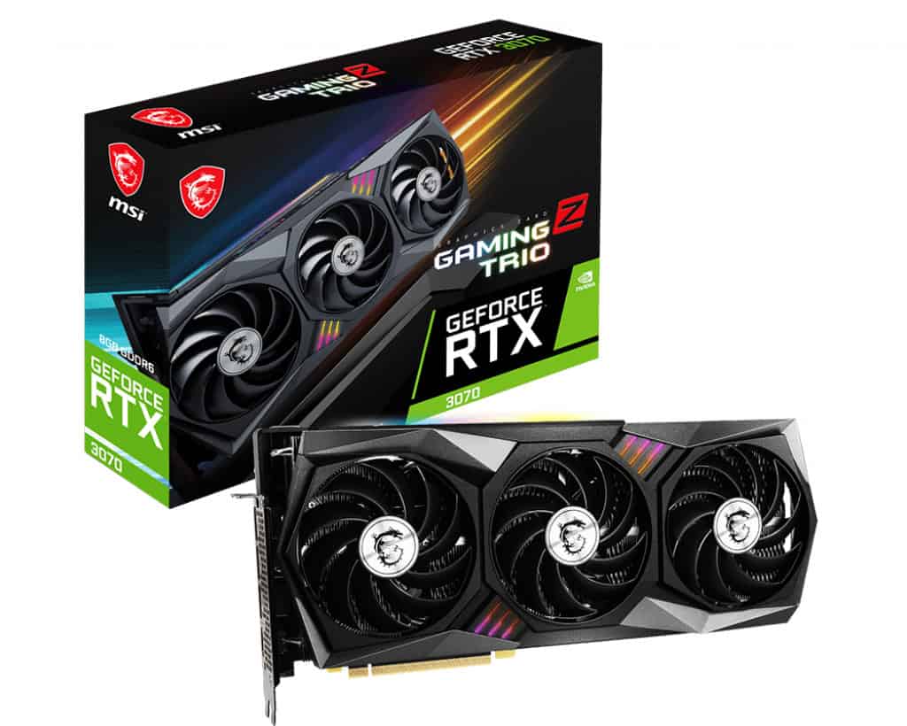 MSI GAMING RTX 3070 Z TRIO 8G LHR videokaart NVIDIA GeForce RTX 3070 8 GB GDDR6 (V390-264R) thumbnail