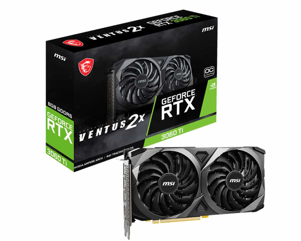 MSI RTX 3060 TI VENTUS 2X 8G OC V1 LHR videokaart NVIDIA GeForce RTX 3060 Ti 8 GB GDDR6 (V397-232R) thumbnail