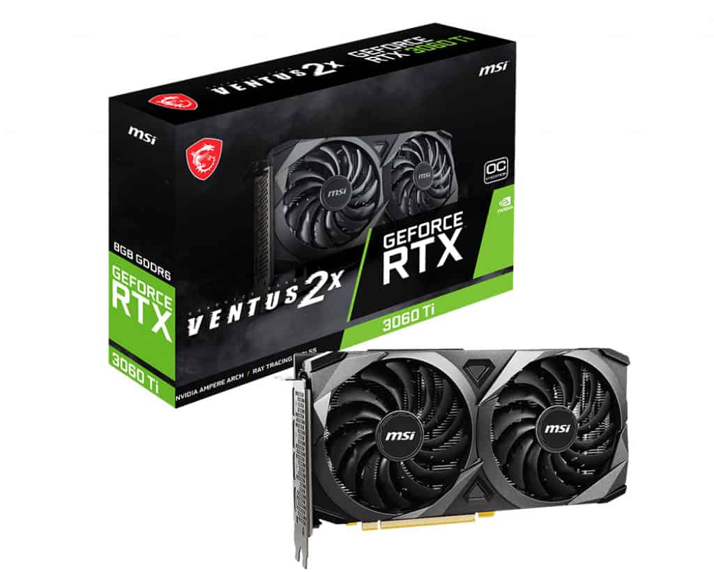 MSI VENTUS RTX 3060 TI 2X 8G OC V1 LHR videokaart NVIDIA GeForce RTX 3060 Ti 8 GB GDDR6 (V397-232R) thumbnail