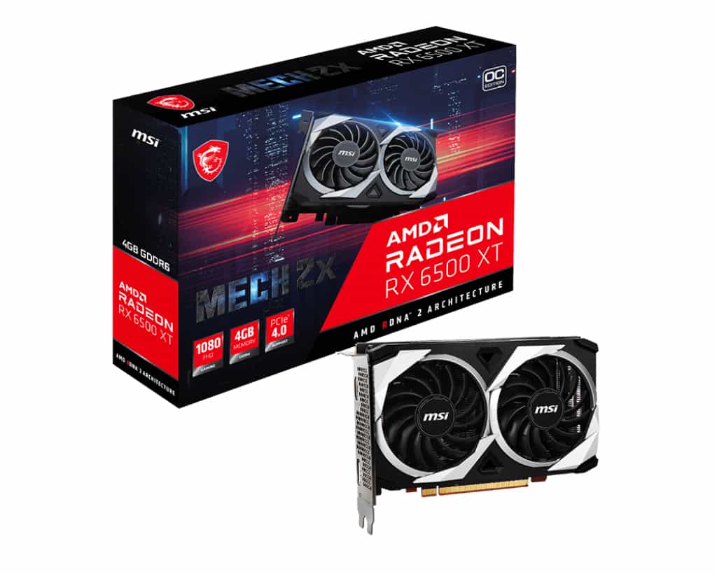 MSI RADEON RX 6500 XT MECH 2X 4G OC videokaart AMD 4 GB GDDR6 (V508-003R) thumbnail