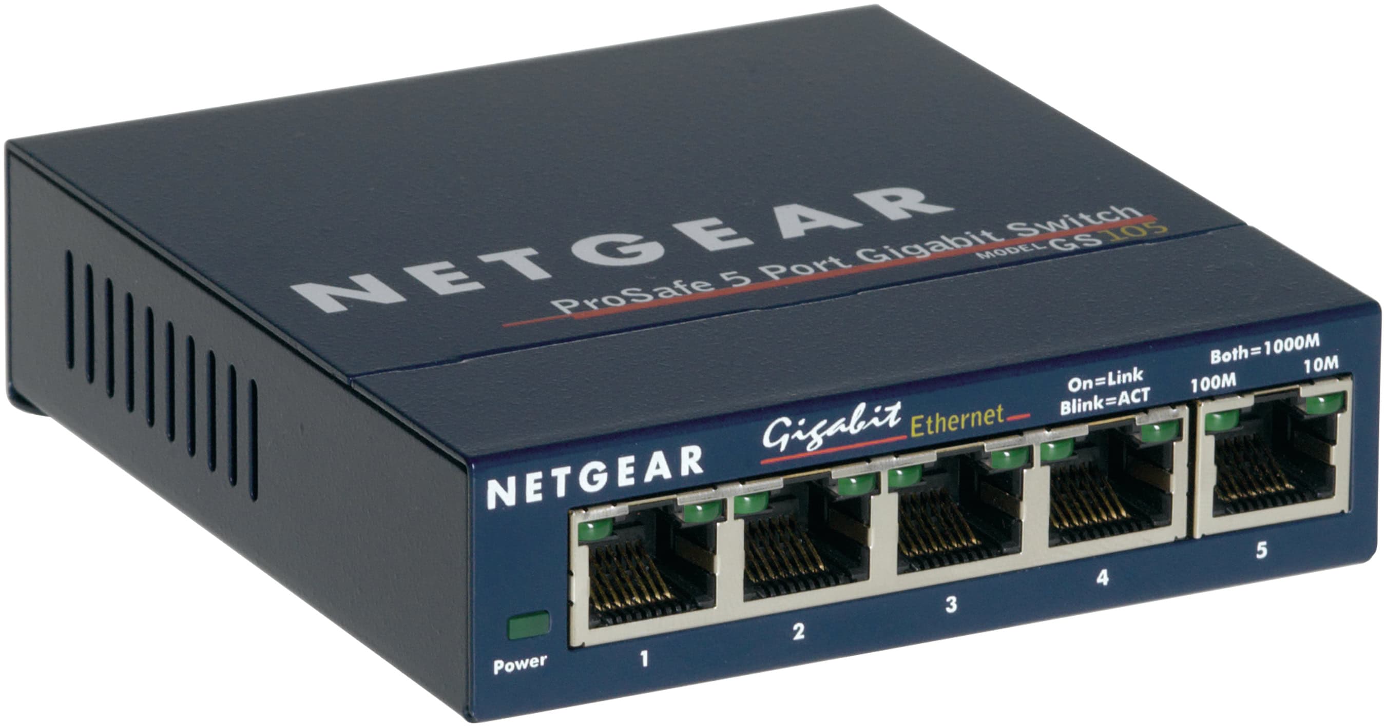 NETGEAR ProSAFE Unmanaged Switch - GS105 - Desktop - 5 Gigabit Ethernet poorten 10/100/1000 Mbps (GS105GE) thumbnail