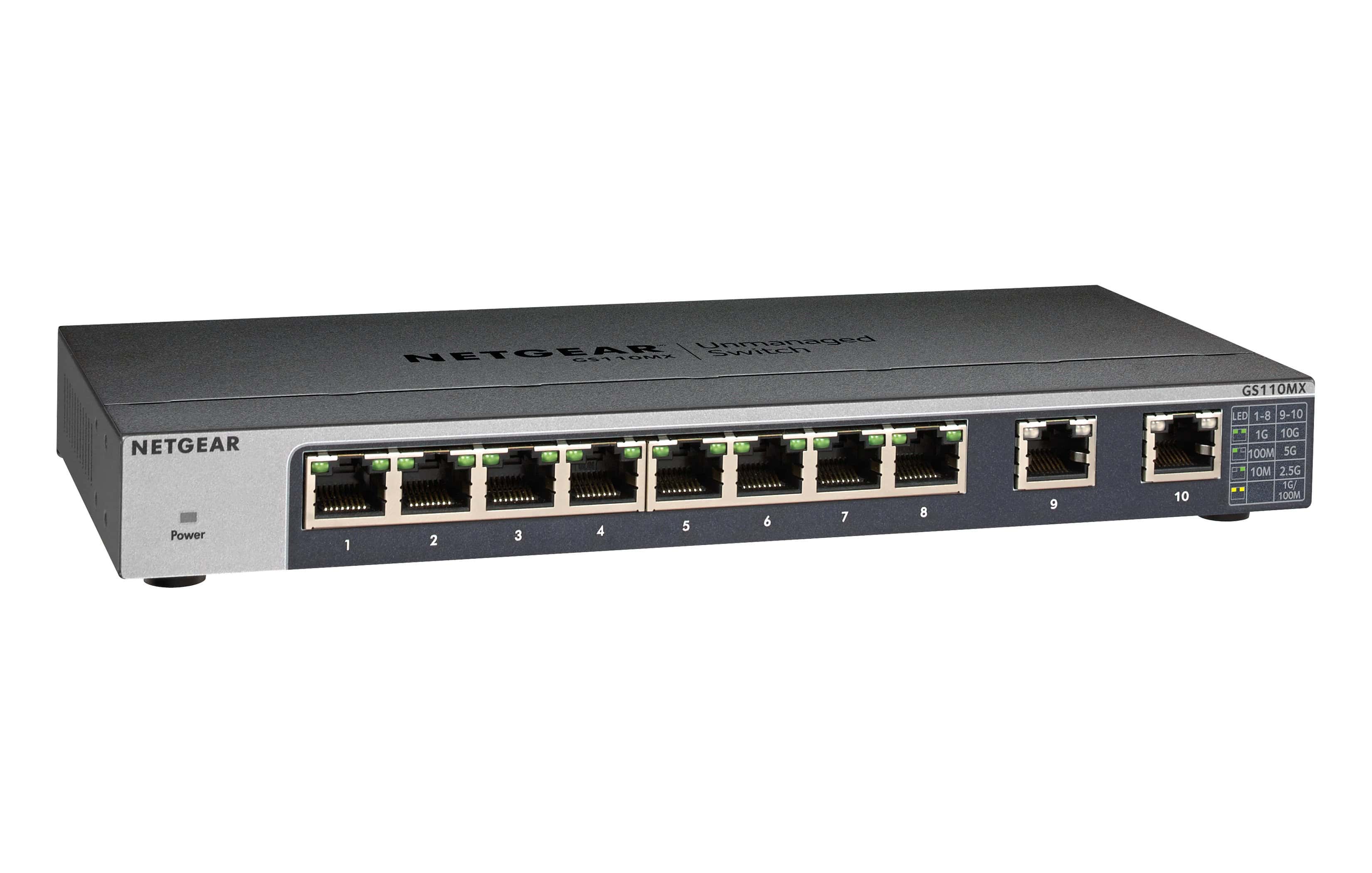 NETGEAR GS110MX Unmanaged 10G Ethernet (100/1000/10000) Zwart (GS110MX-100PES) thumbnail