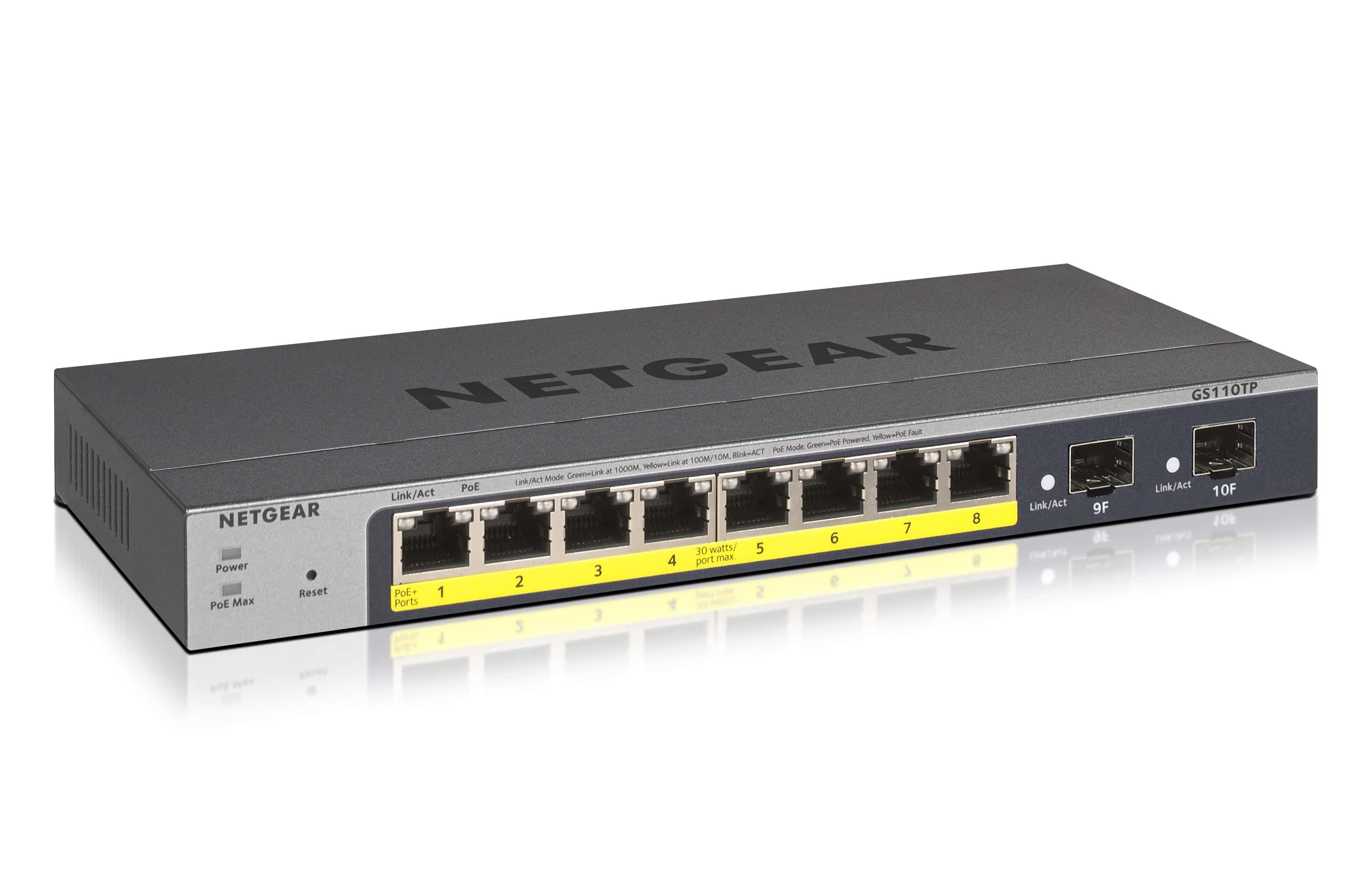 NETGEAR GS110TP Managed L2/L3/L4 Gigabit Ethernet (10/100/1000) Power over Ethernet (PoE) Grijs (GS110TP-300EUS) thumbnail