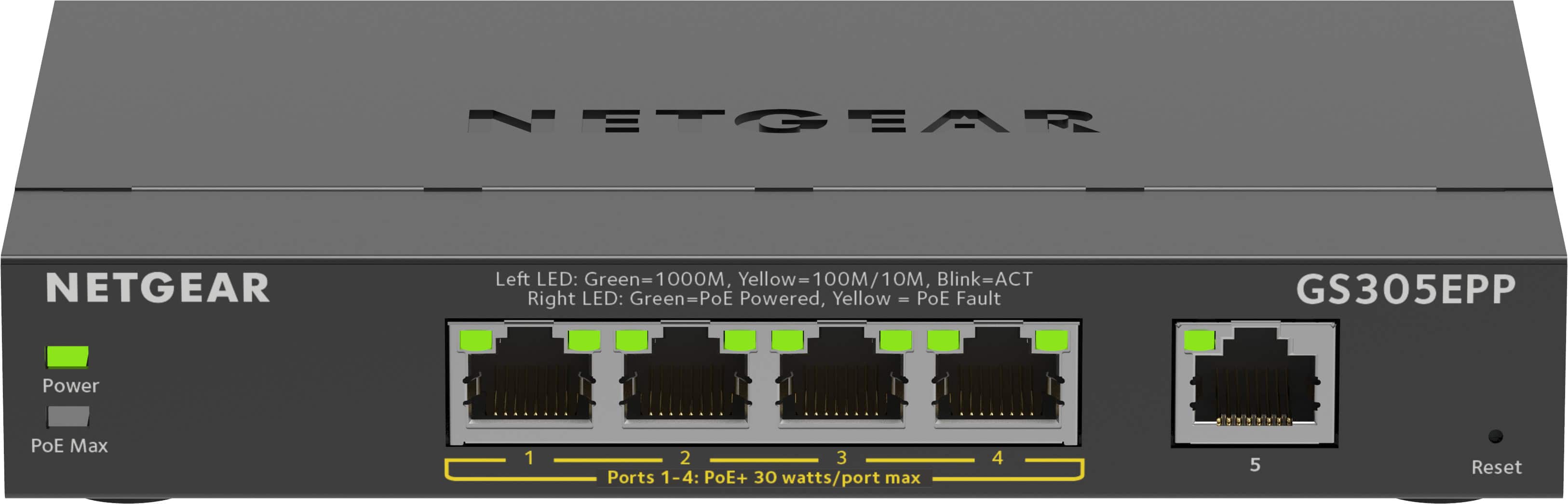 NETGEAR 5-Port Gigabit Ethernet High-Power PoE+ Plus Switch (GS305EPP) (GS305EPP-100PES) thumbnail