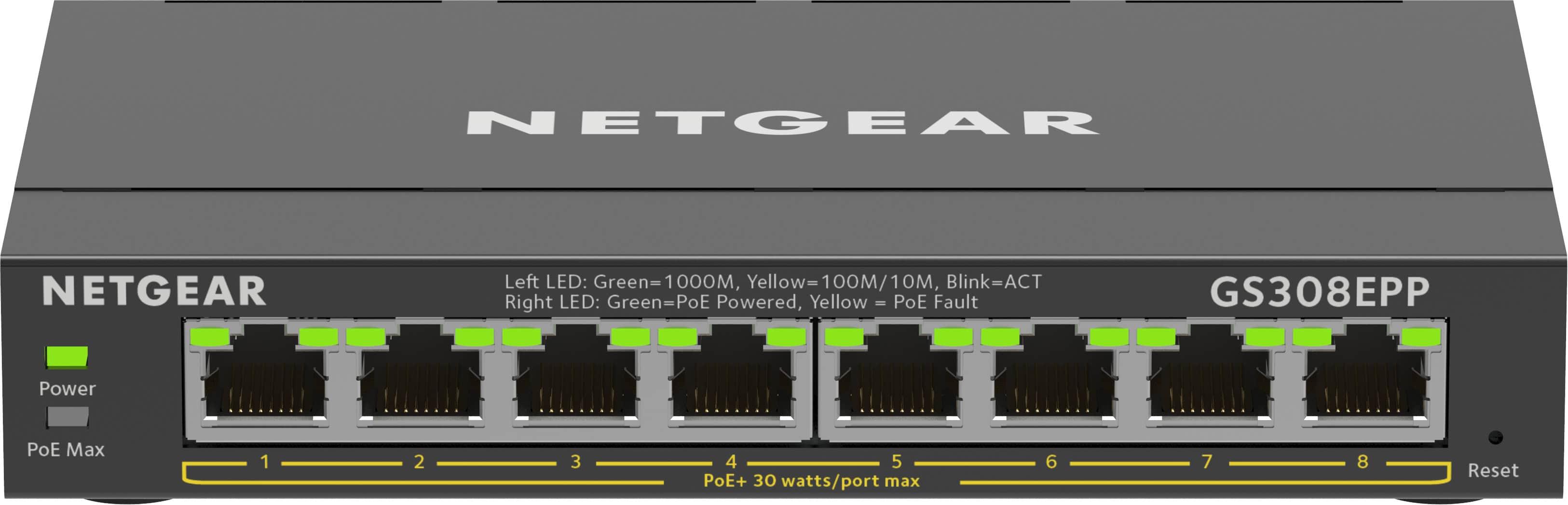 NETGEAR 8-Port Gigabit Ethernet High-Power PoE+ Plus Switch (GS308EPP) (GS308EPP-100PES) thumbnail