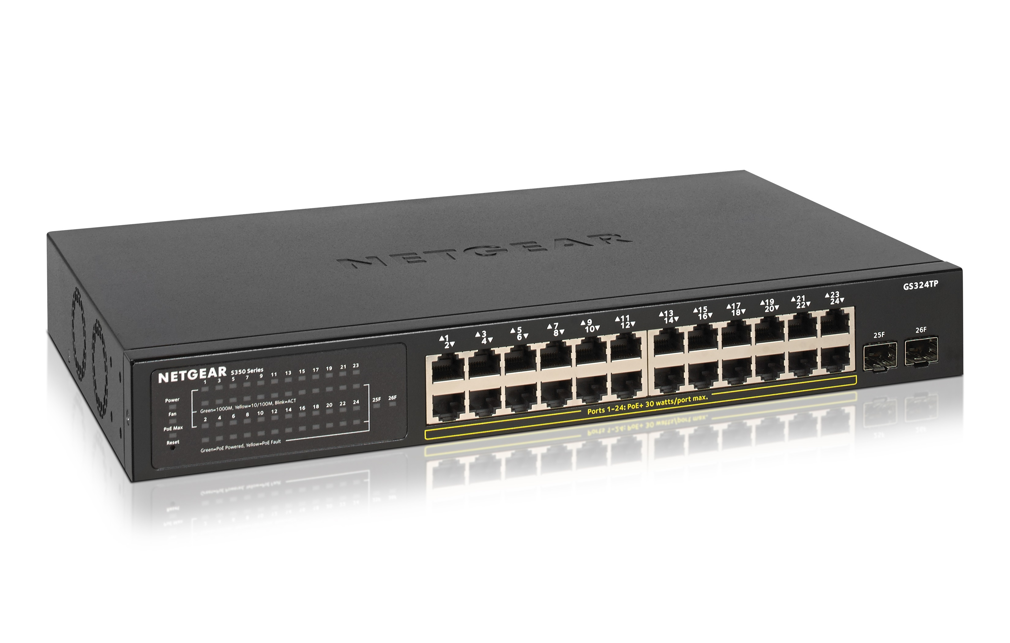 NETGEAR GS324TP Managed L2/L3/L4 Gigabit Ethernet (10/100/1000) Power over Ethernet (PoE) Zwart (GS324TP-100EUS) thumbnail