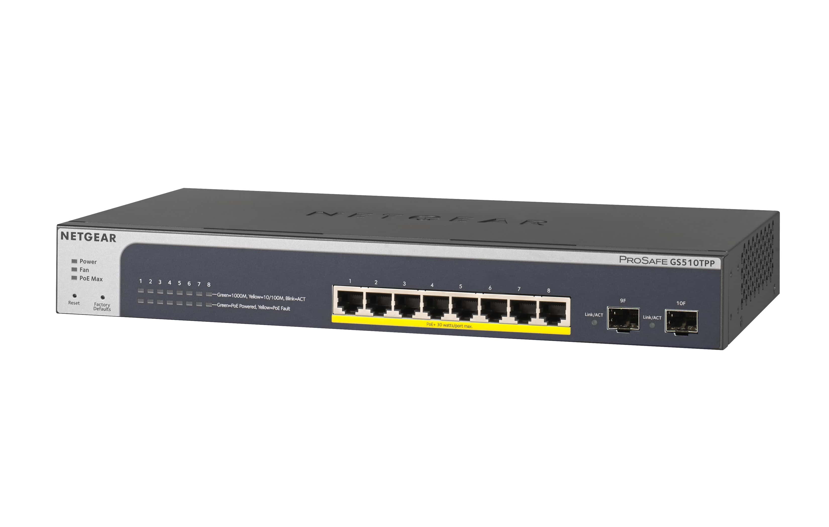 NETGEAR GS510TPP Managed L2/L3/L4 Gigabit Ethernet (10/100/1000) Power over Ethernet (PoE) Zwart (GS510TPP-100EUS) thumbnail