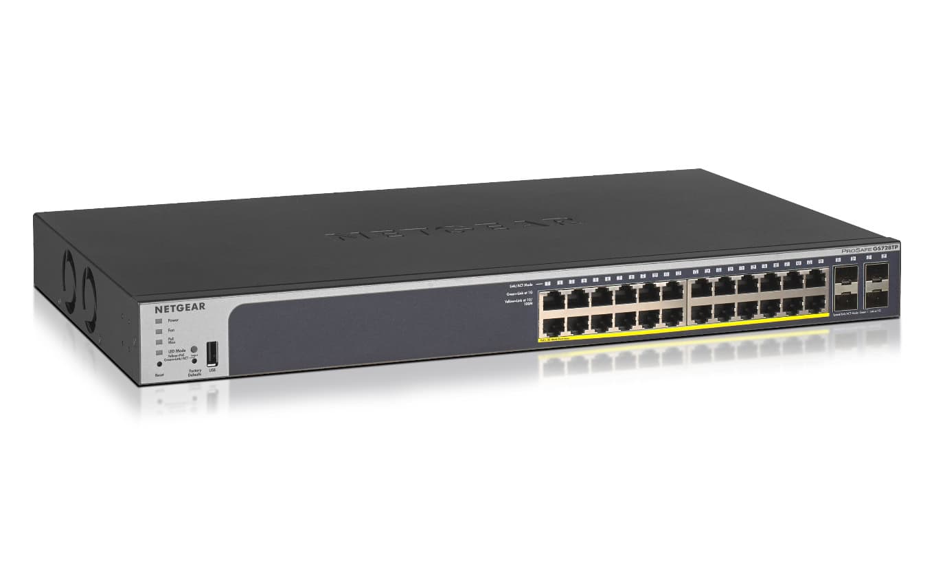 NETGEAR GS728TP Managed L2/L3/L4 Gigabit Ethernet (10/100/1000) Power over Ethernet (PoE) 1U Zwart (GS728TP-200EUS) thumbnail