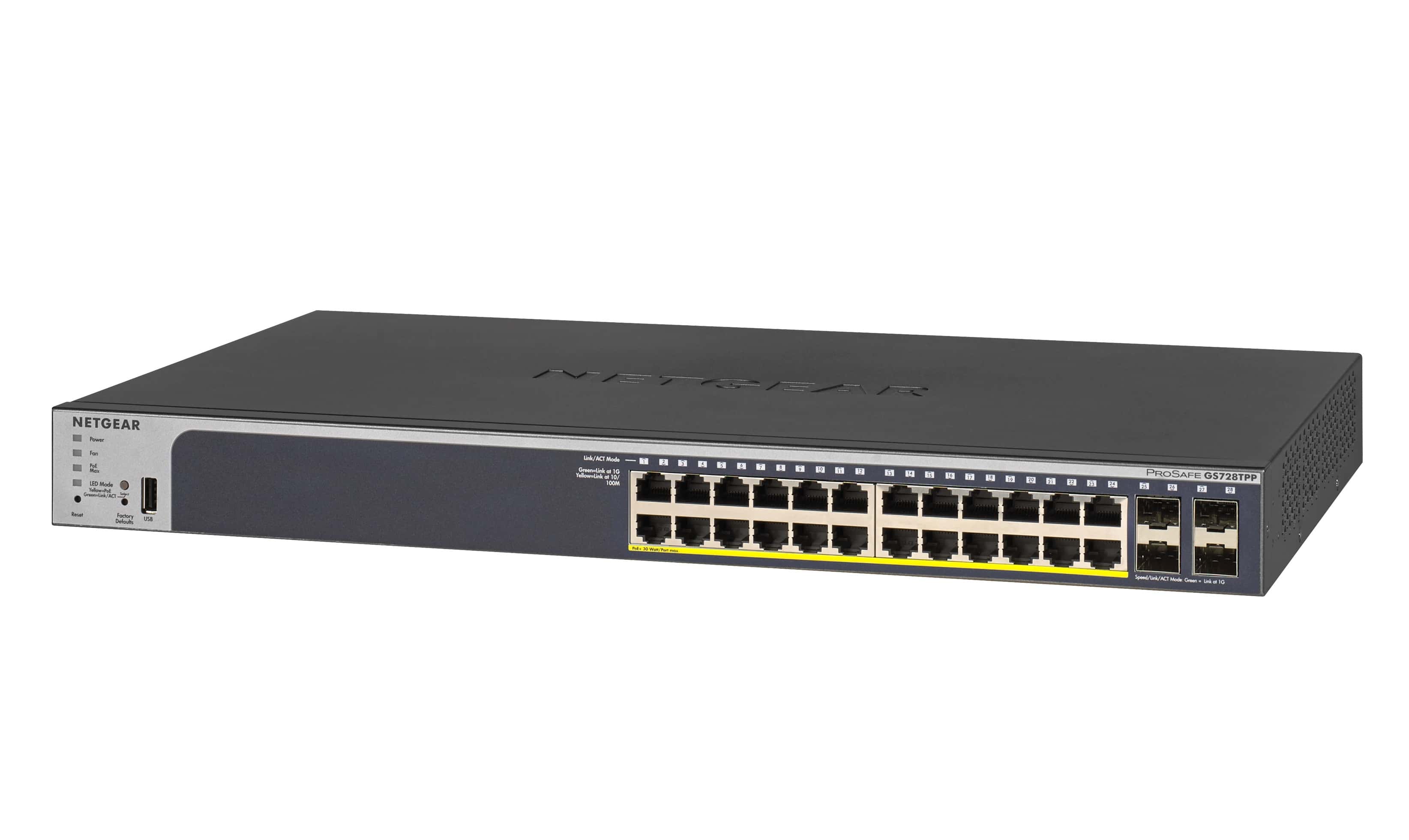NETGEAR GS728TPP Managed L2/L3/L4 Gigabit Ethernet (10/100/1000) Power over Ethernet (PoE) 1U Zwart (GS728TPP-200EUS) thumbnail