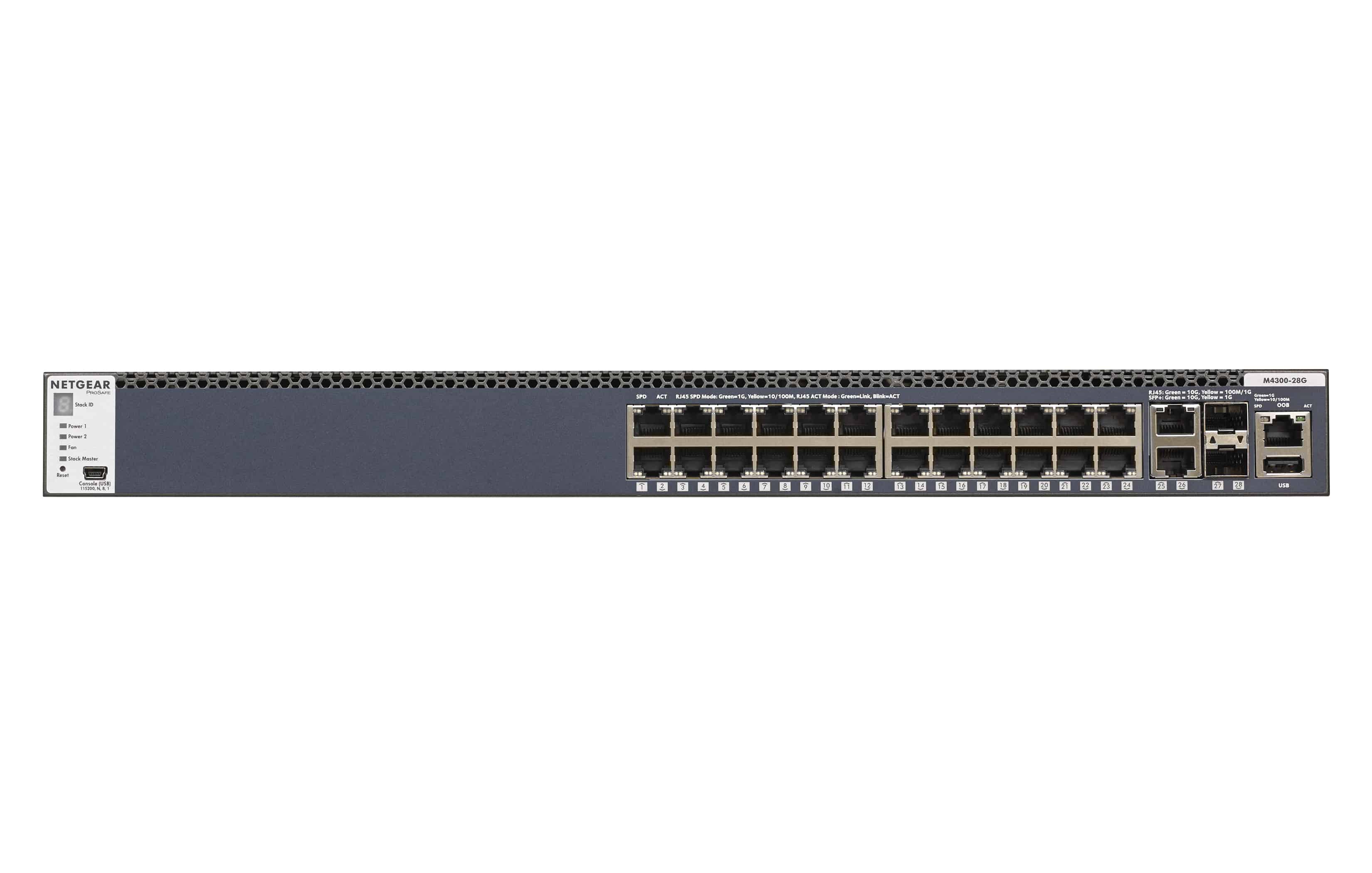 NETGEAR ProSAFE Managed Switch - GSM4328S - 24 Gigabit Ethernet poorten 10/100/1000 Mbps + 2 x SFP+ & 2 x 10GBASE-T poorten (GSM4328S-100NES) thumbnail NETGEAR ProSAFE Managed Switch - GSM4328S - 24 Gigabit Ethernet poorten 10/100/1000 Mbps + 2 x SFP+ & 2 x 10GBASE-T poorten (GSM4328S-100NES) thumbnail