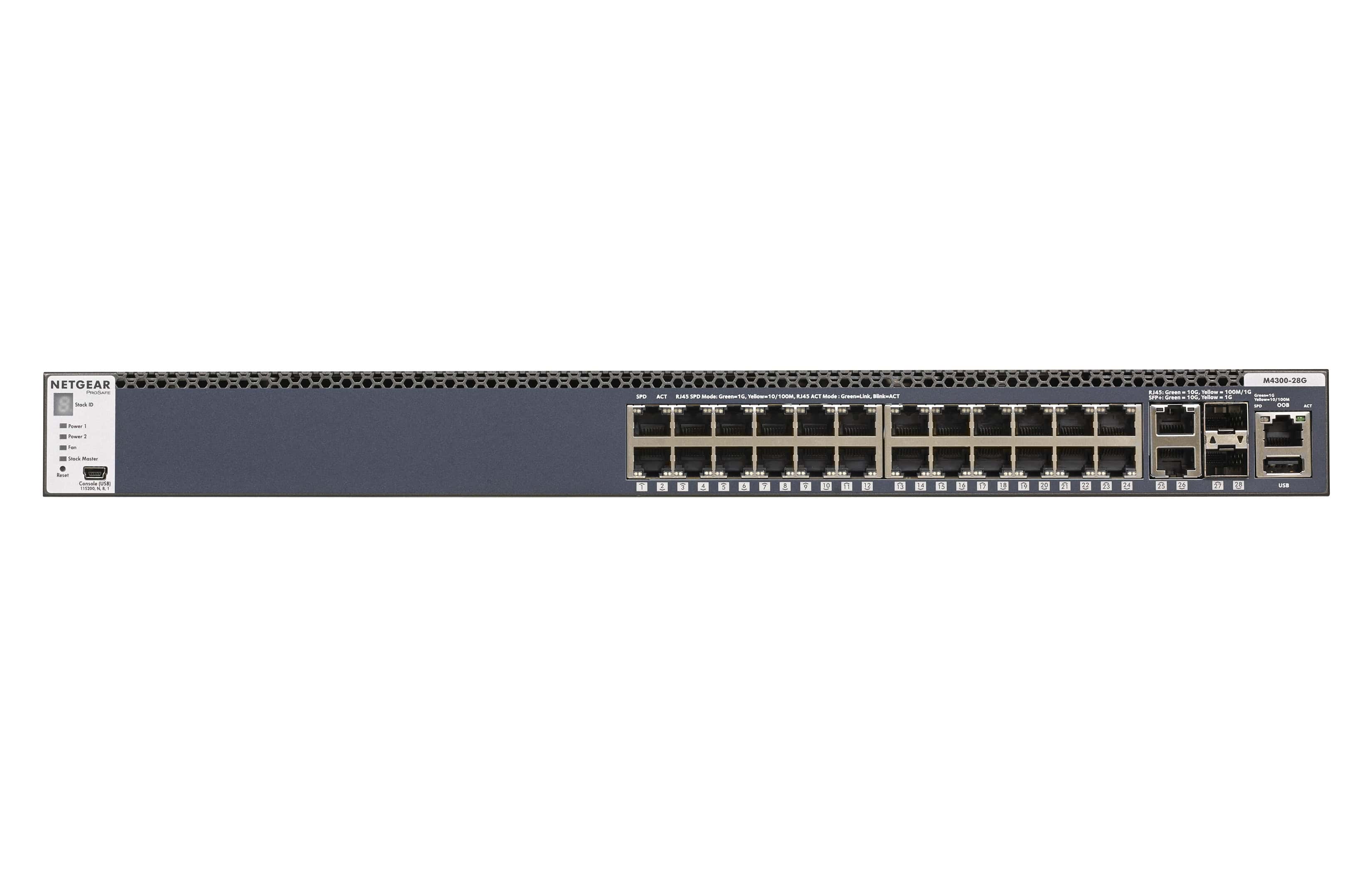 NETGEAR ProSAFE Managed Switch - GSM4328S - 24 Gigabit Ethernet poorten 10/100/1000 Mbps + 2 x SFP+ & 2 x 10GBASE-T poorten (GSM4328S-100NES) thumbnail