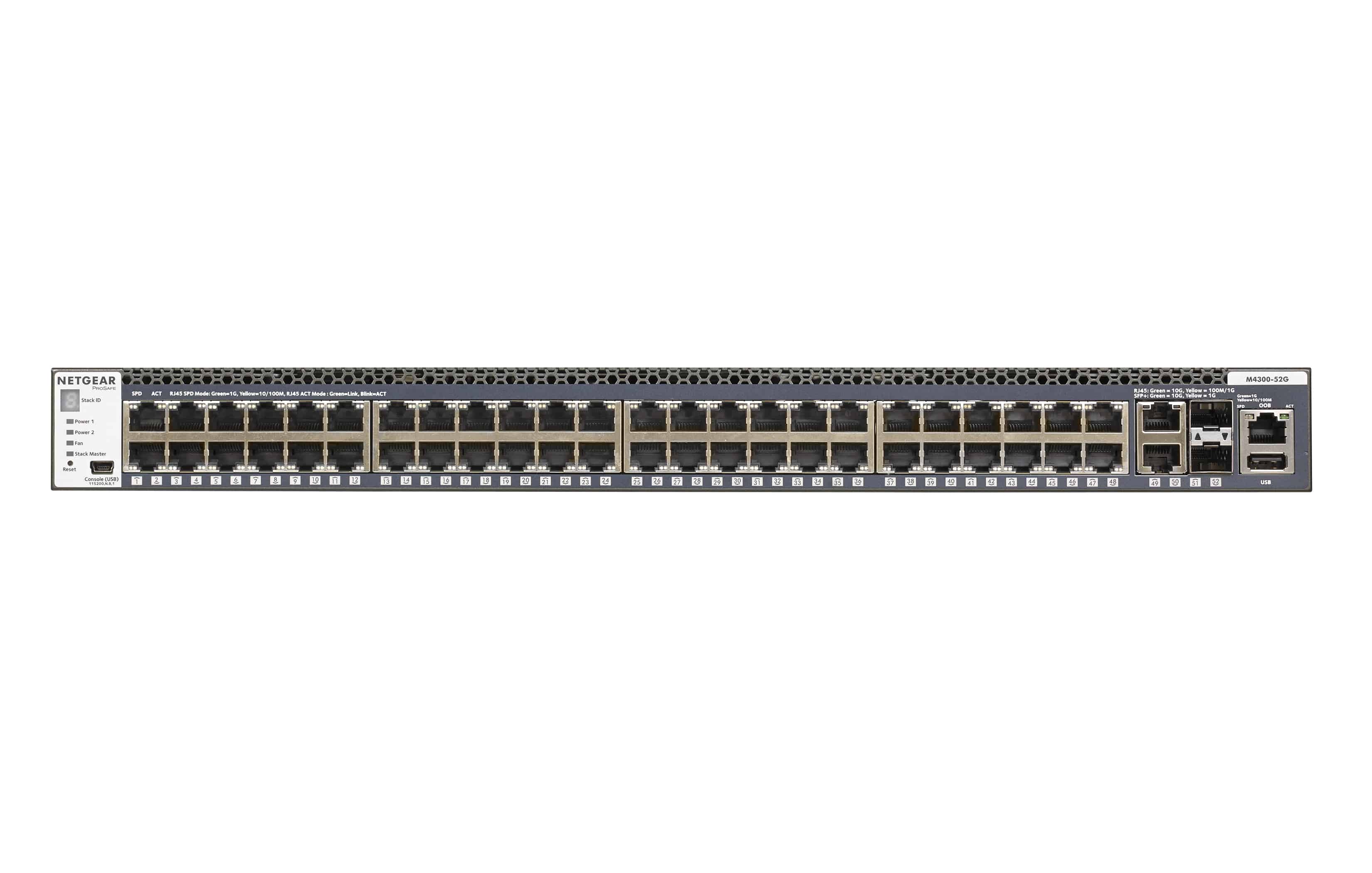 NETGEAR ProSAFE Managed Switch - GSM4352S - 48 Gigabit Ethernet poorten 10/100/1000 Mbps + 2 x SFP+ & 2 x 10GBASE-T poorten (GSM4352S-100NES) thumbnail NETGEAR ProSAFE Managed Switch - GSM4352S - 48 Gigabit Ethernet poorten 10/100/1000 Mbps + 2 x SFP+ & 2 x 10GBASE-T poorten (GSM4352S-100NES) thumbnail