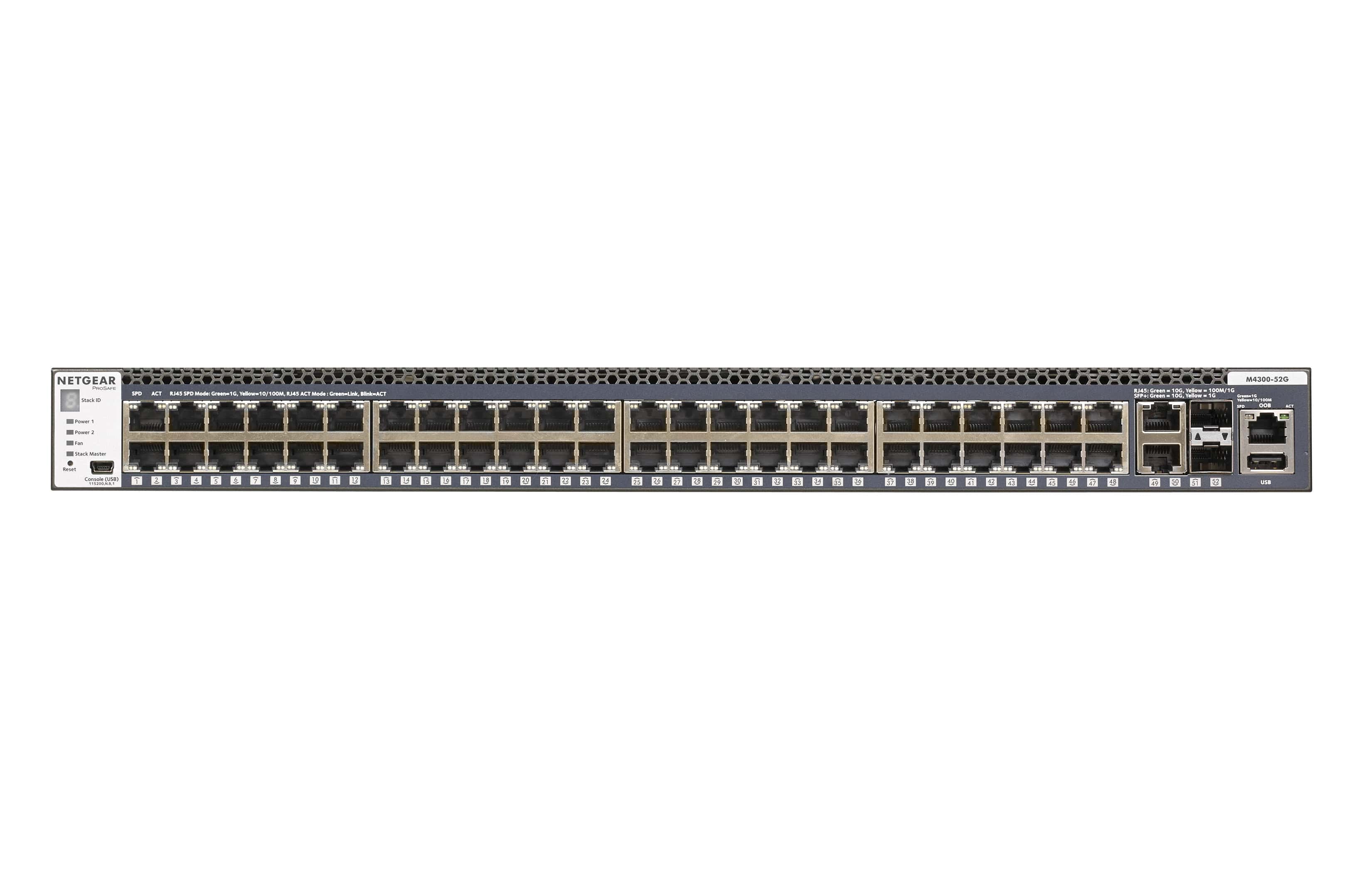 NETGEAR ProSAFE Managed Switch - GSM4352S - 48 Gigabit Ethernet poorten 10/100/1000 Mbps + 2 x SFP+ & 2 x 10GBASE-T poorten (GSM4352S-100NES) thumbnail