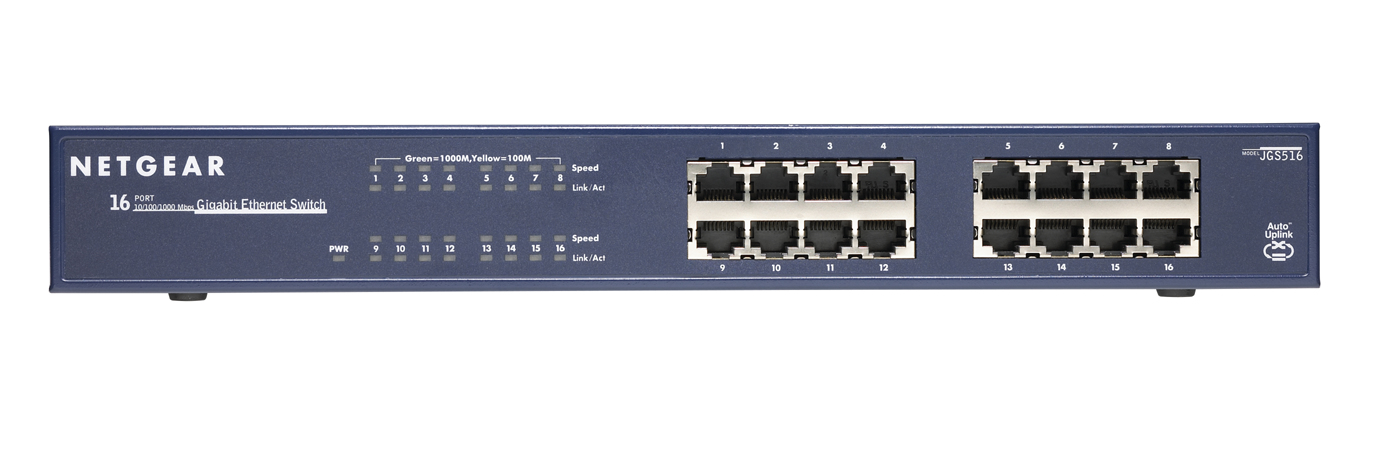 NETGEAR ProSAFE Unmanaged Switch - JGS516 - 16 Gigabit Ethernet poorten 10/100/1000 Mbps (JGS516-200EUS) thumbnail