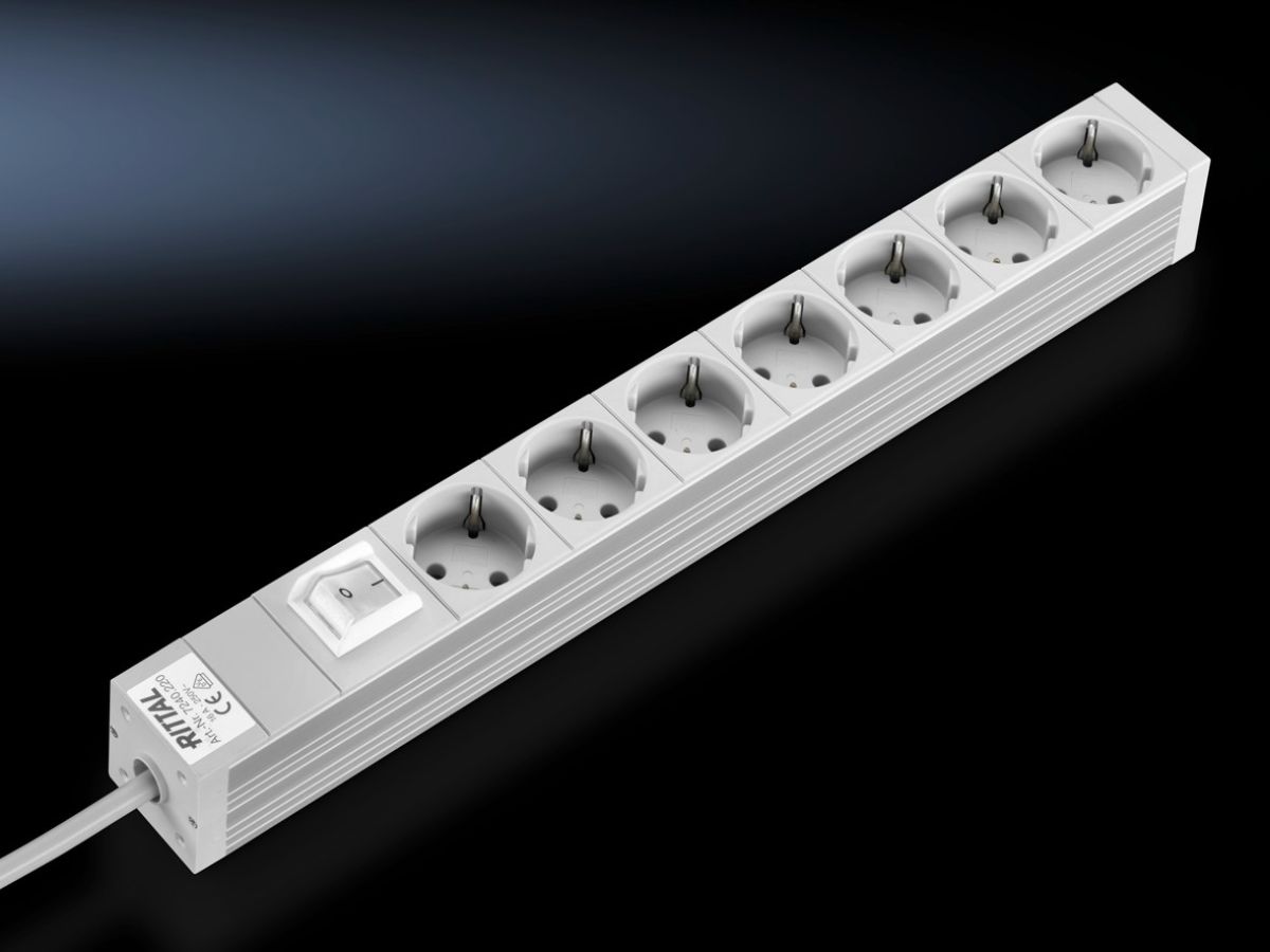 Rittal Steckdosenleiste 48,3cm 7fach mit Schalter 230V/16A (7240220) thumbnail