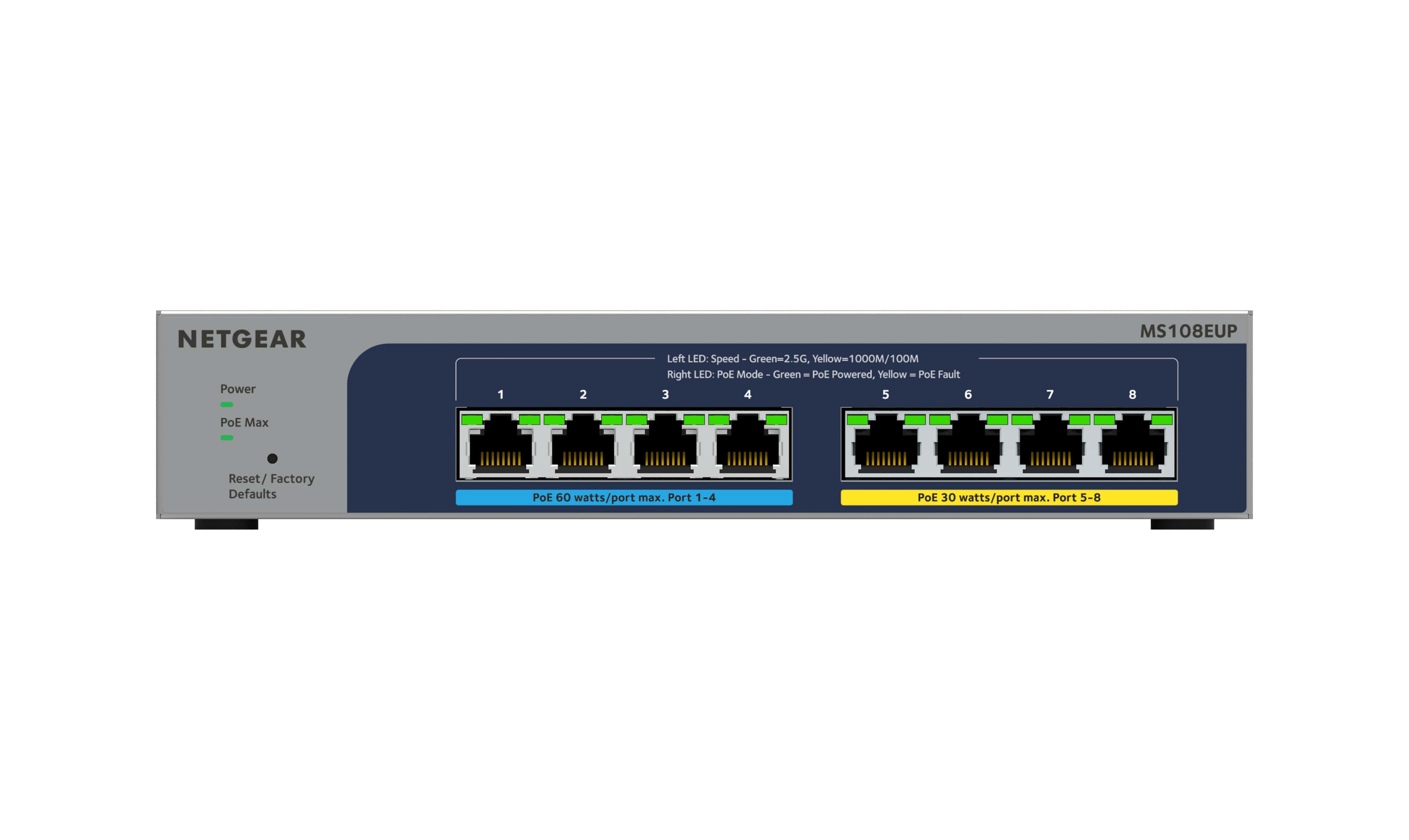 NETGEAR 8-port Ultra60 PoE++ Multi-Gigabit (2.5G) Ethernet Plus Switch (MS108EUP-100EUS) thumbnail