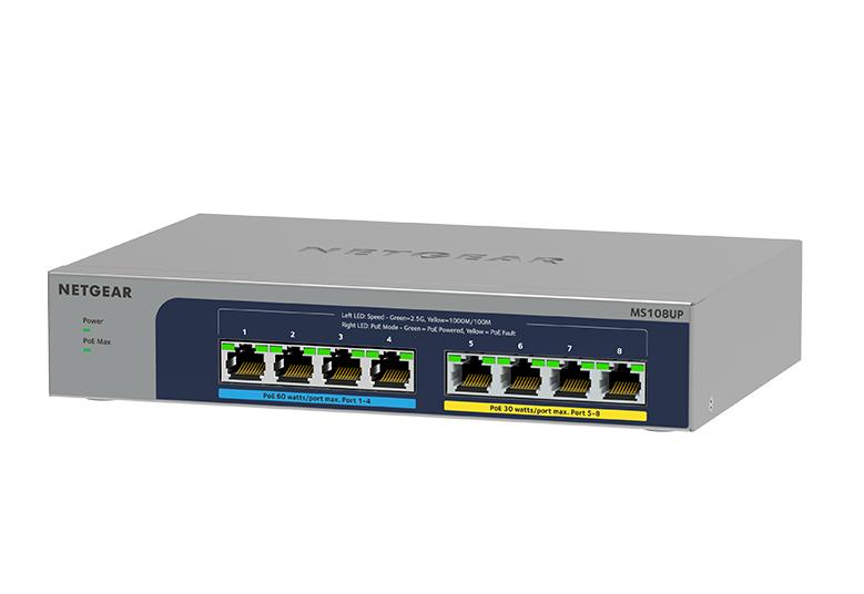 NETGEAR MS108UP Unmanaged 2.5G Ethernet (100/1000/2500) Power over Ethernet (PoE) (MS108UP-100EUS) thumbnail