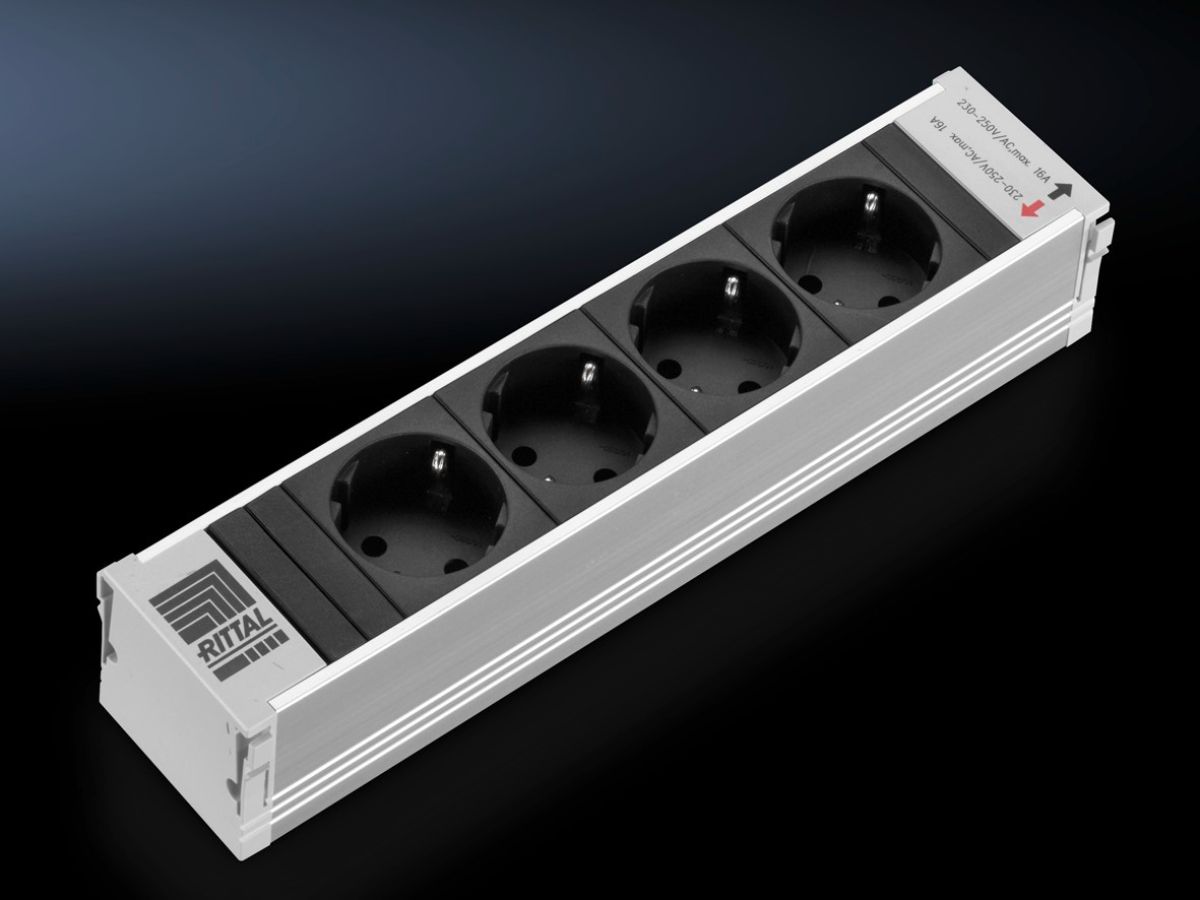Rittal Steckdosenmodul PSM 4x Schu.ko L250mm schwarz (7856100) thumbnail