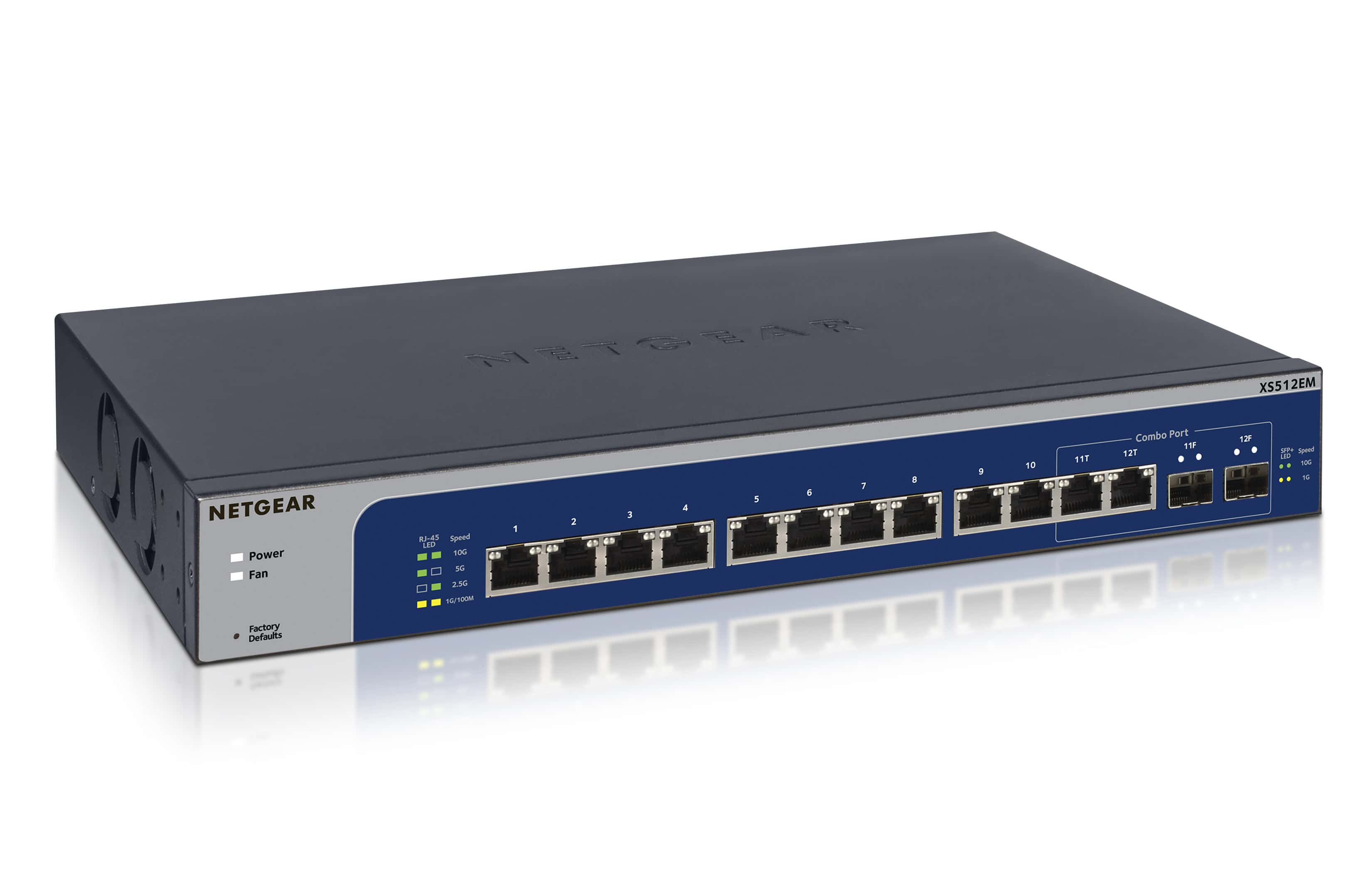 NETGEAR XS512EM Managed L2 10G Ethernet (100/1000/10000) 1U Blauw, Grijs (XS512EM-100EUS) thumbnail