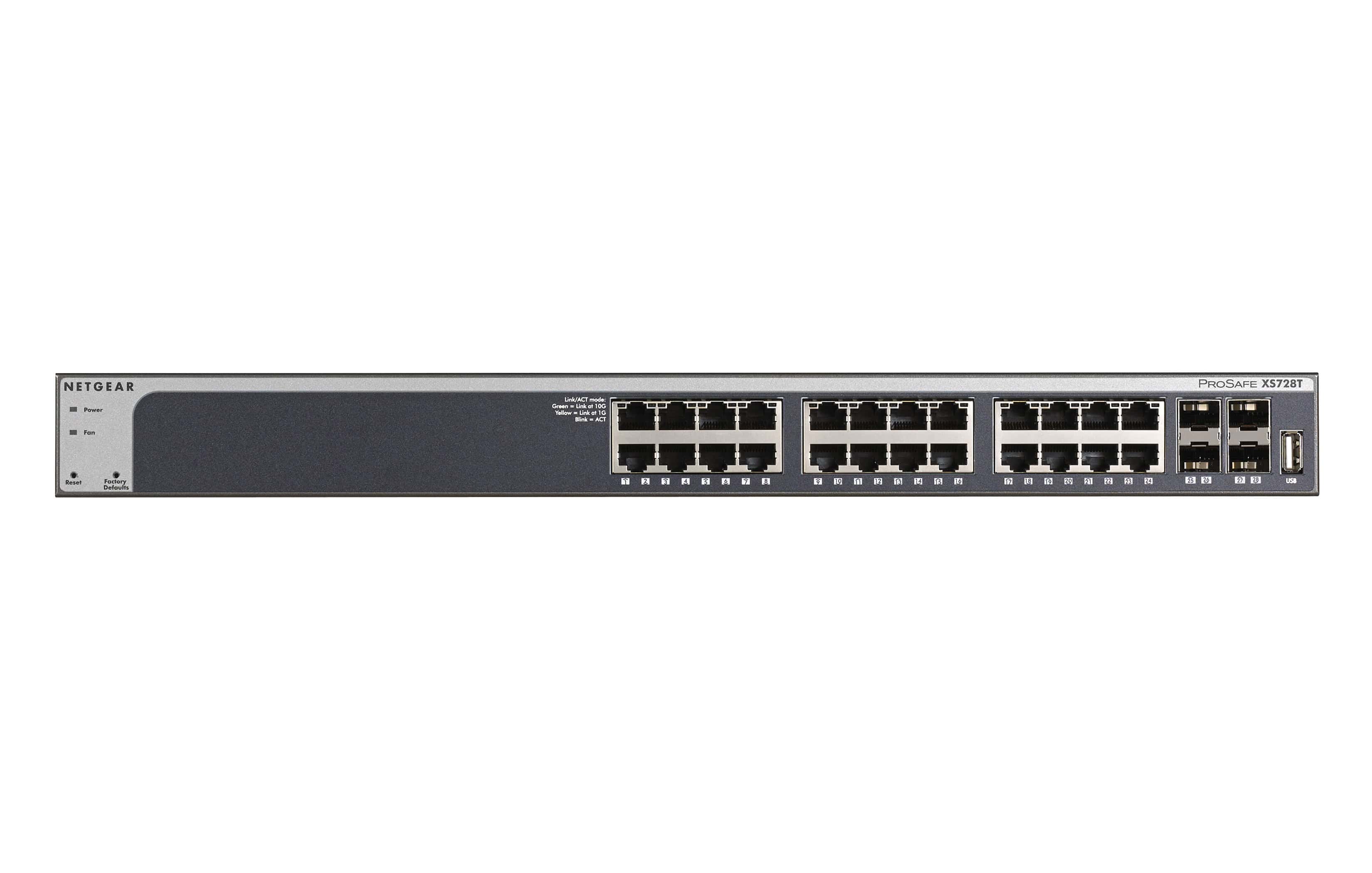 NETGEAR ProSAFE Smart Switch - XS728T - 24 x 10 Gigabit Ethernet- en 4 dedicated SFP+ poorten (XS728T-100NES) thumbnail