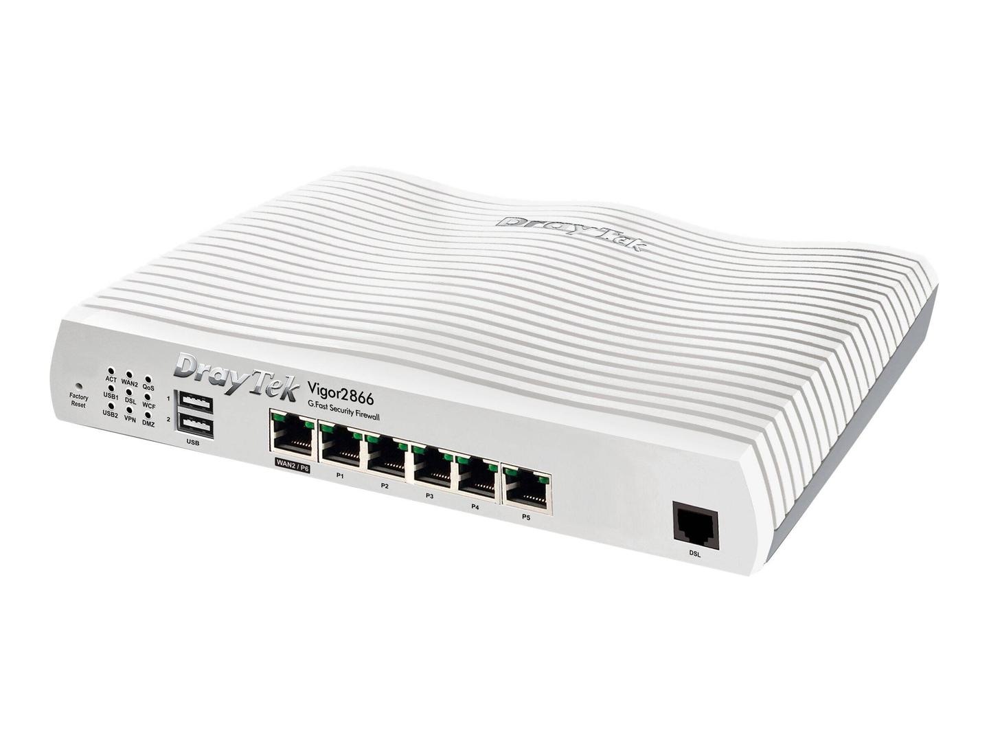 Draytek Vigor 2866 - Router - DSL-Modem - 5-Port-Switch - GigE - WAN-Ports: 2 - wandmontierbar (V2866-DE-AT-CH) (V2866-DE-AT-CH) thumbnail
