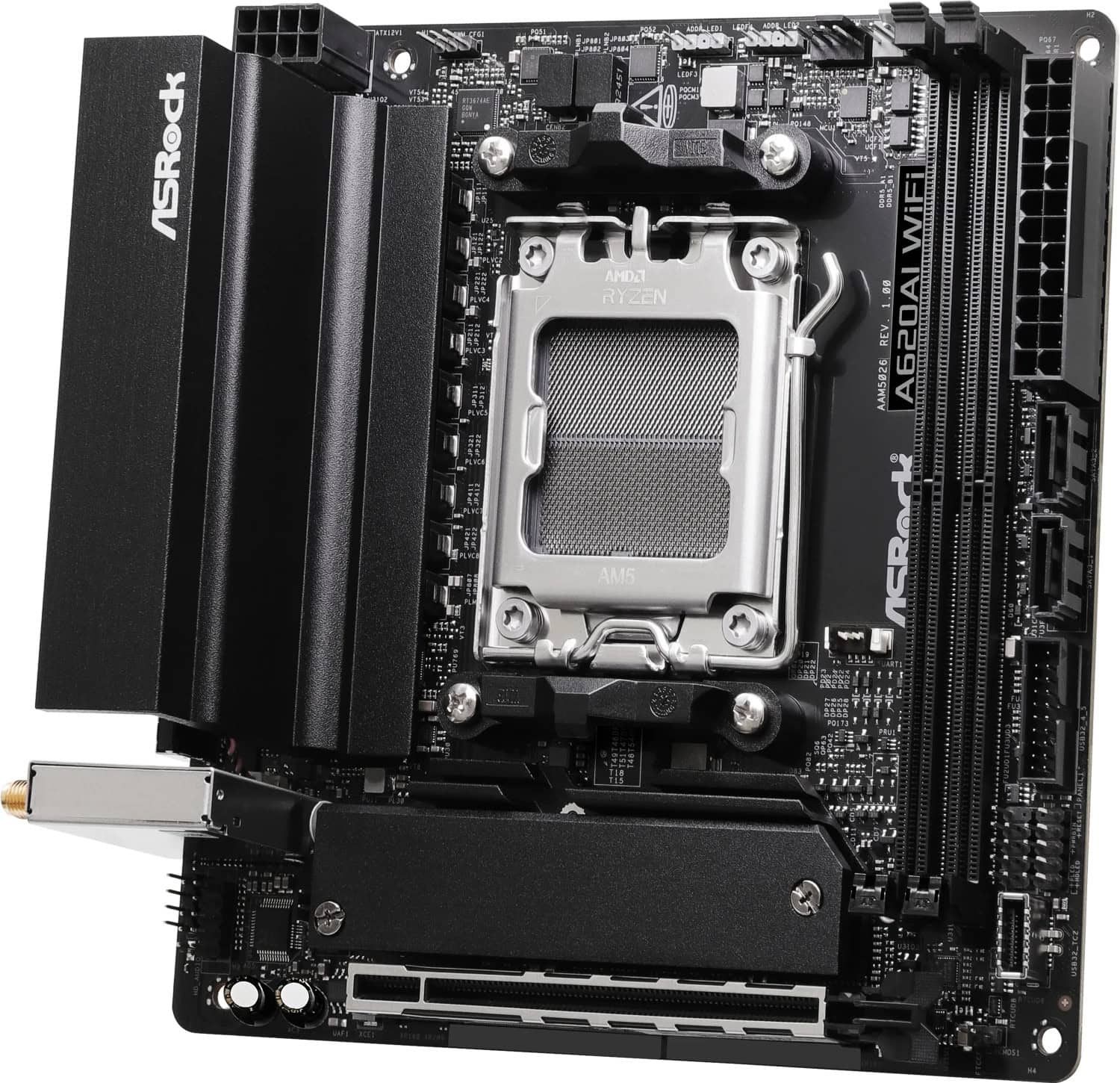 ASRock A620AI WiFi AM5 mITX HDMI DDR5 retail (90-MXBT50-A0UAYZ) thumbnail
