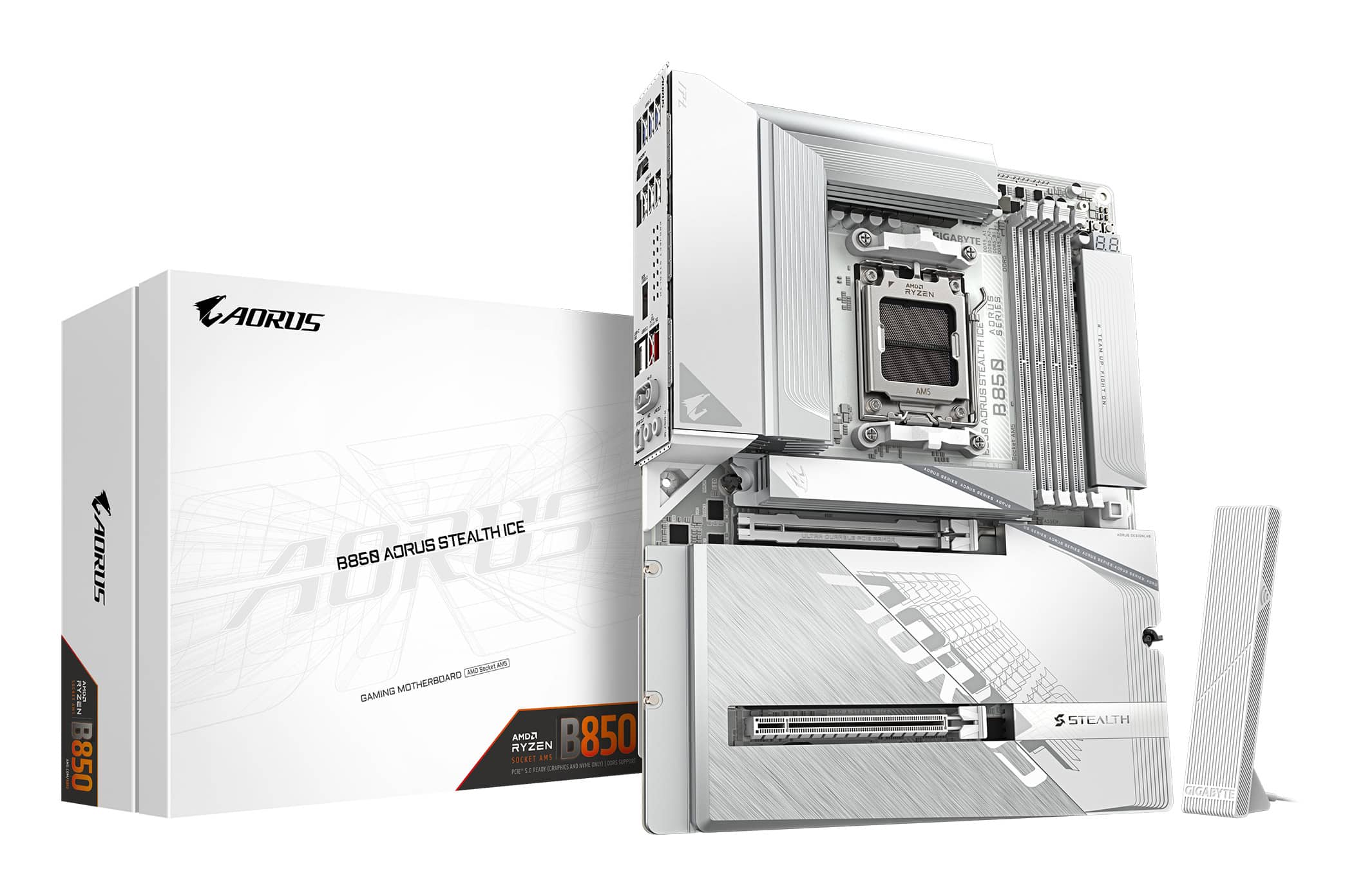 GIGABYTE B850 AORUS STEALTH ICE AMD B850 Socket AM5 ATX (B850 A STEALTH ICE) thumbnail