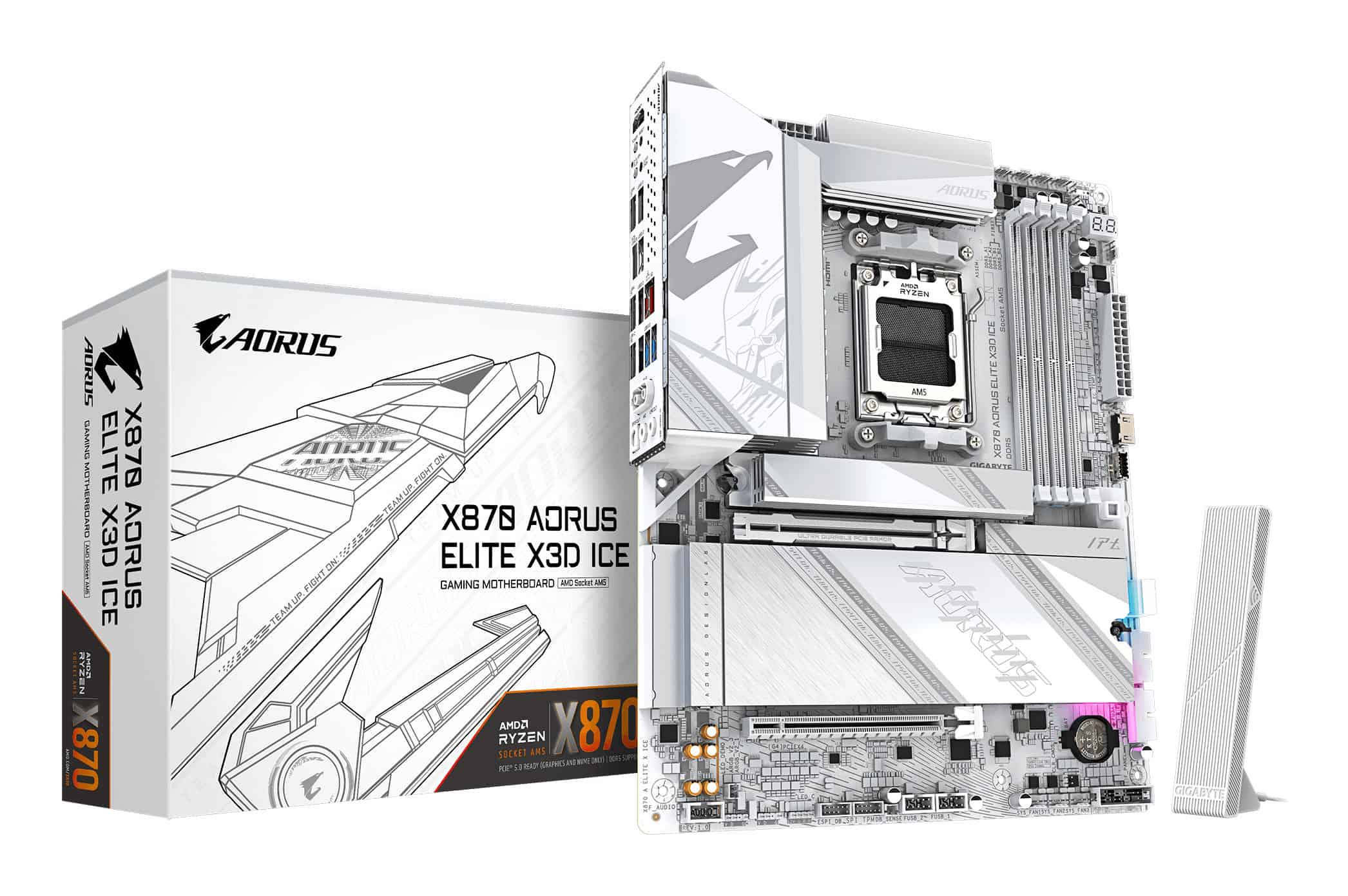 GIGABYTE X870 AORUS ELITE X3D ICE AMD X870 Socket AM5 ATX (X870 A ELITE X ICE) thumbnail