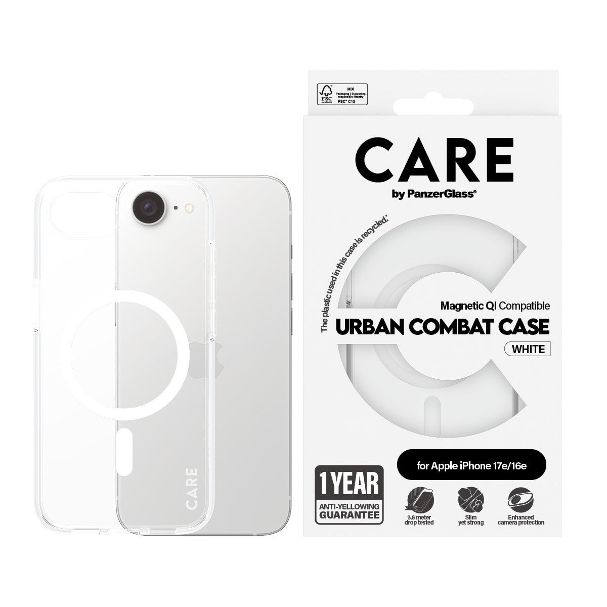 PanzerGlass CARE Case Flagship Urban Combat MagSafe. clear iPhone 16e (CRRTPUCG29845) thumbnail