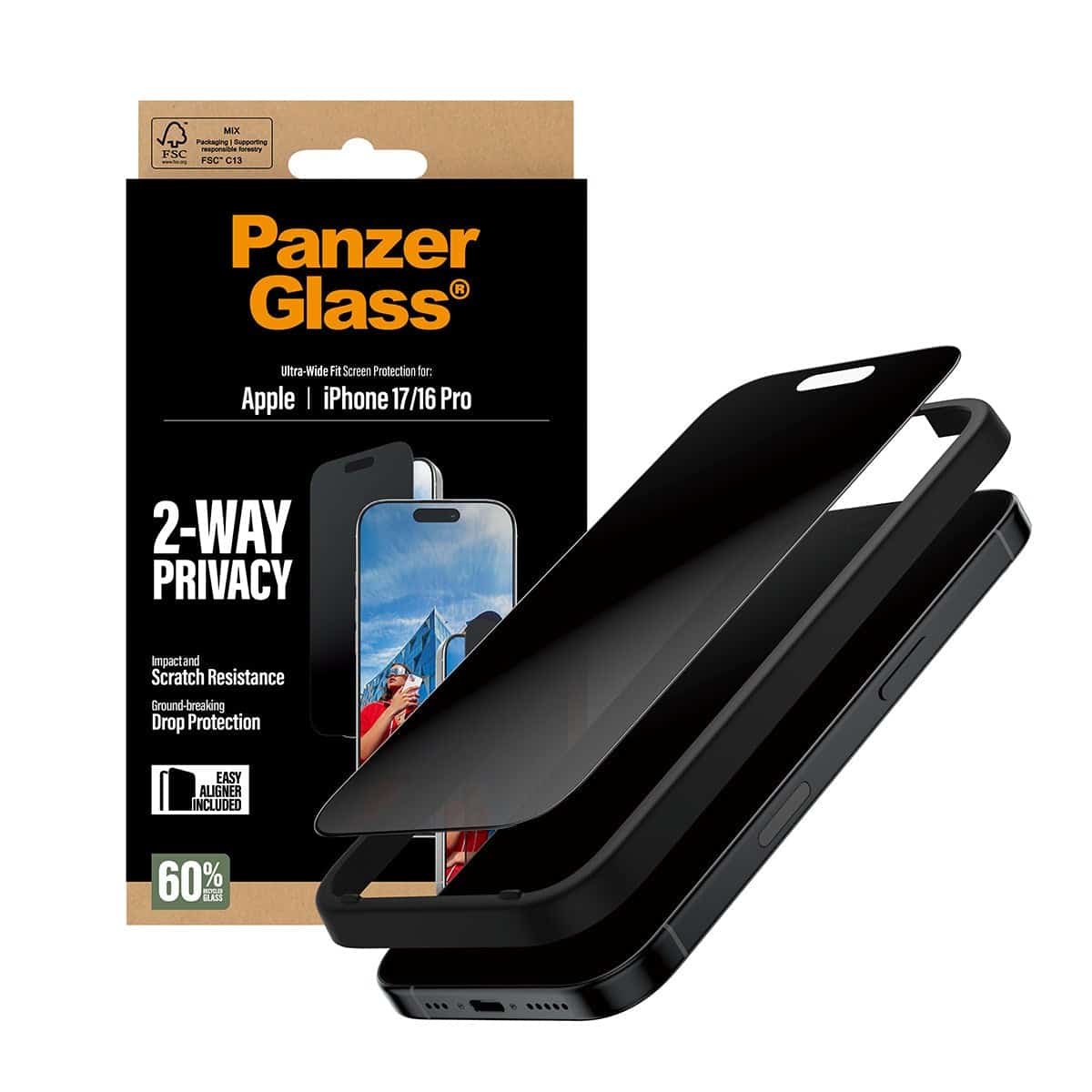 PanzerGlass 2-Way Privacy Screen Protector iPhone 17/16 Pro (PG93414) (PG93414) thumbnail
