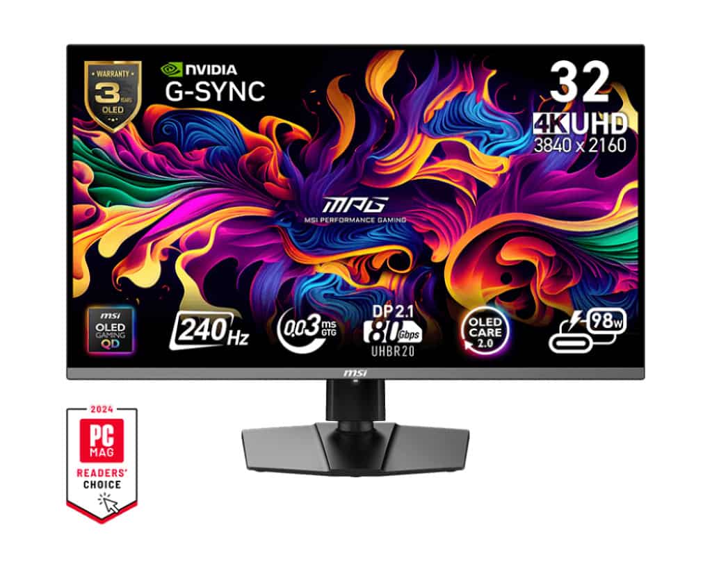 MSI MPG 322URX QD-OLED computer monitor 80 cm (31.5) 3840 x 2160 Pixels 4K Ultra HD Zwart (9S6-3DD29A-021) thumbnail