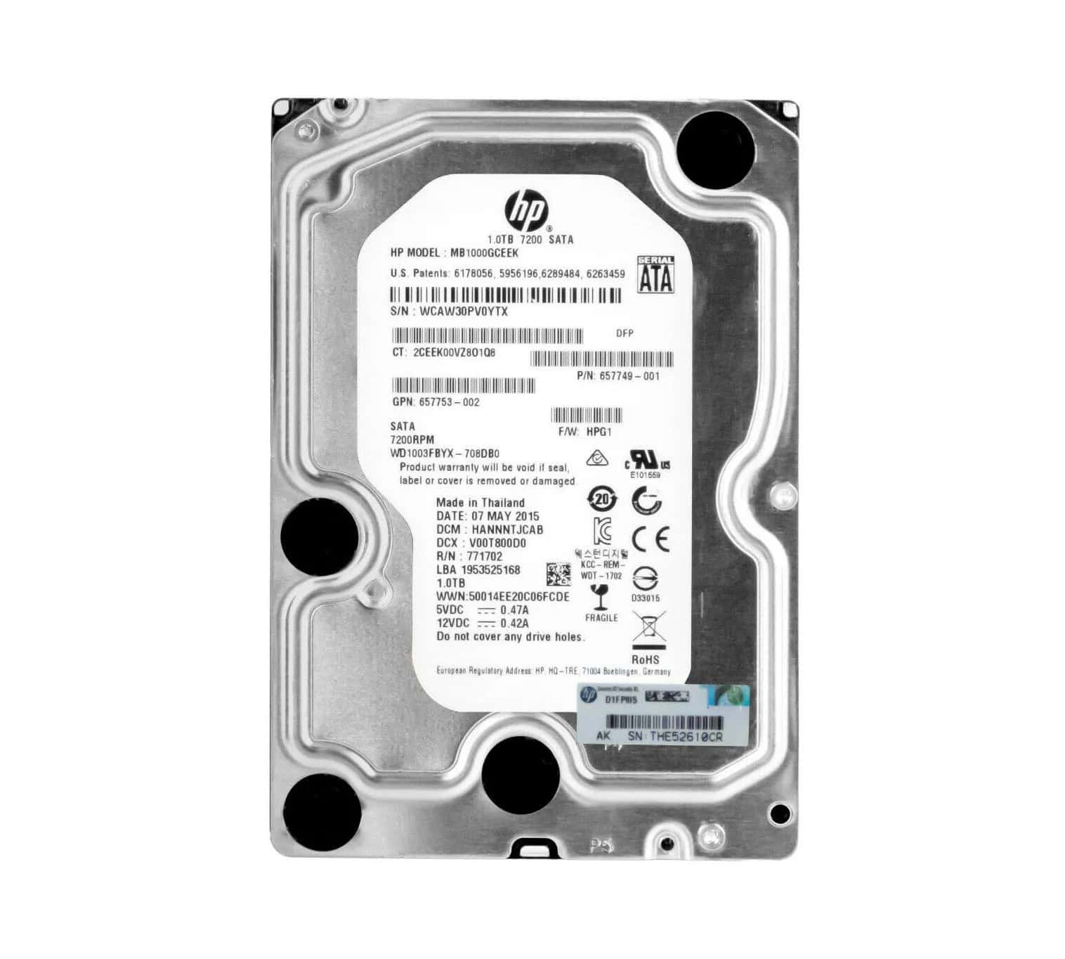 HP HDD, 1TB 7200 SATA 3.5 6G-WD (657749-001-RFB) thumbnail