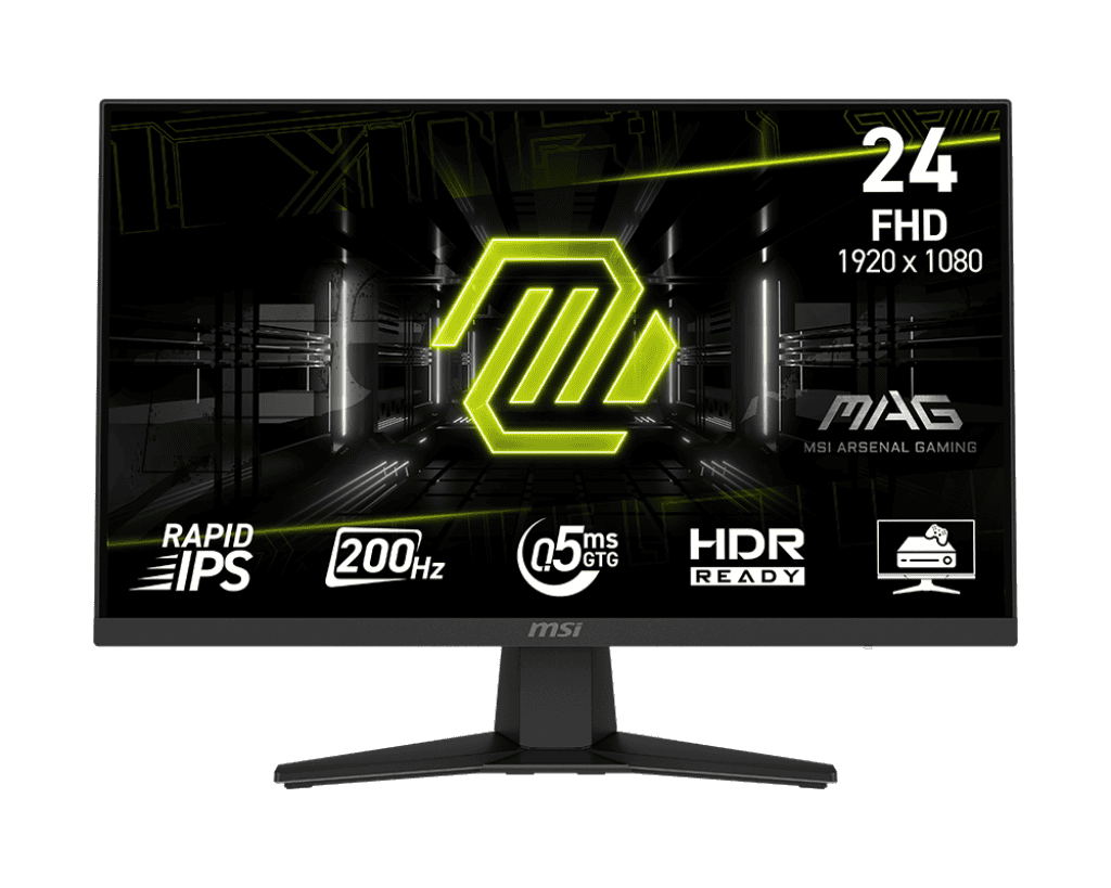 MSI MAG 244F Gaming-Monitor 60.5 cm (23.8), schwarz, FullHD, Rapid-IPS, HDMI, DP, Free-Sync-Premium, Adaptive-Sync, 200Hz Panel  (9S6-3BC41H-013) thumbnail
