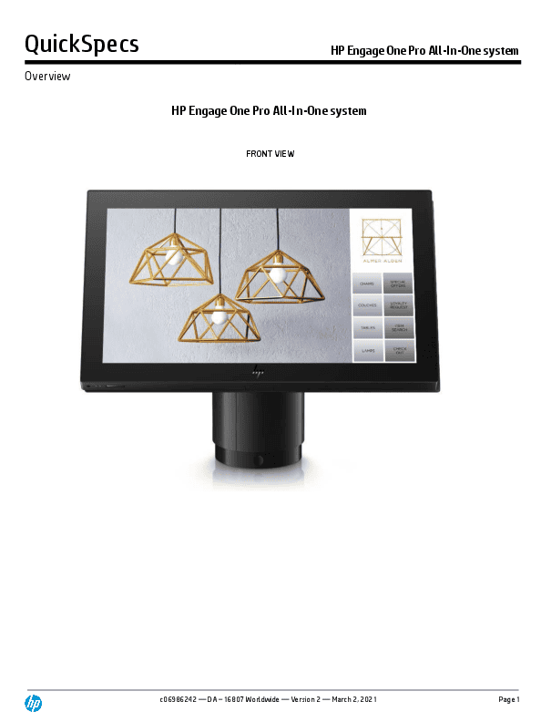 HP Engage 14 FHD No Stand+No VESAMonitor (42C50AA) thumbnail