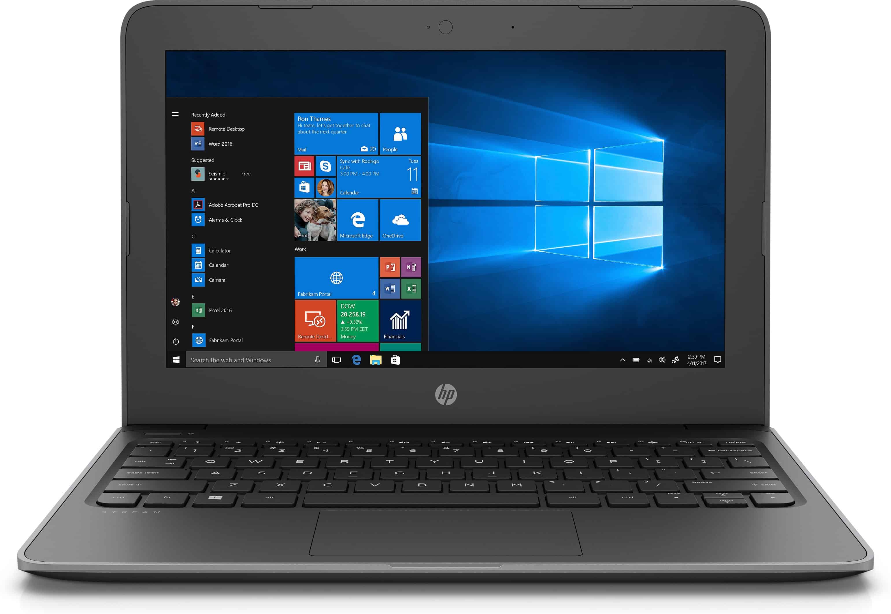 HP Stream 11 Pro G5 Intel® Celeron® N4100 Laptop 29,5 cm (11.6) Touchscreen HD 4 GB DDR4-SDRAM 64 GB eMMC Wi-Fi 5 (802.11ac) Windows 10 Home Grijs (6EB93EA#ABH) thumbnail