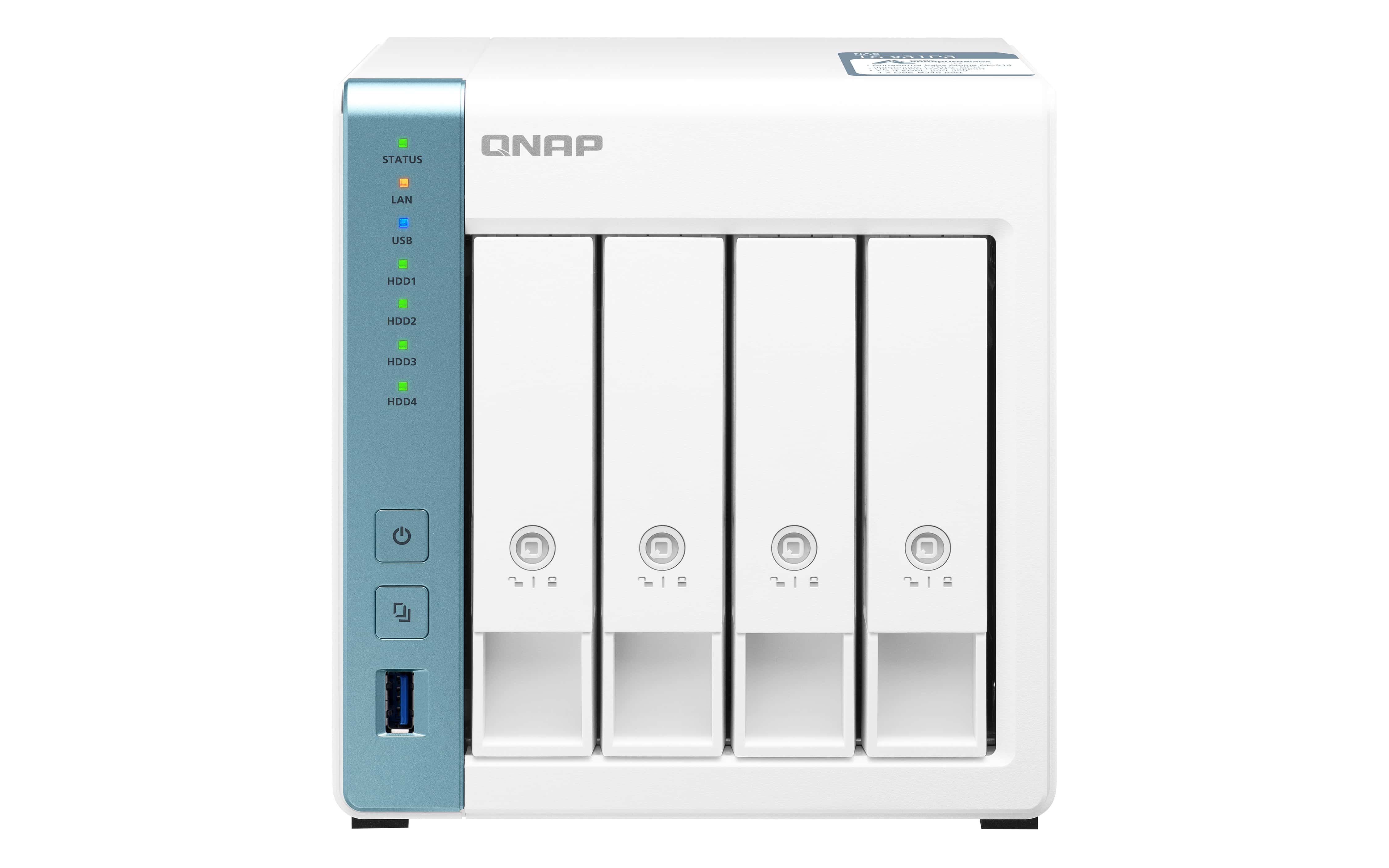 QNAP TS-431P3 NAS Tower Annapurna Labs Alpine AL-314 2 GB DDR3 0 TB QNAP Turbo System Turkoois, Wit (TS-431P3-2G) thumbnail