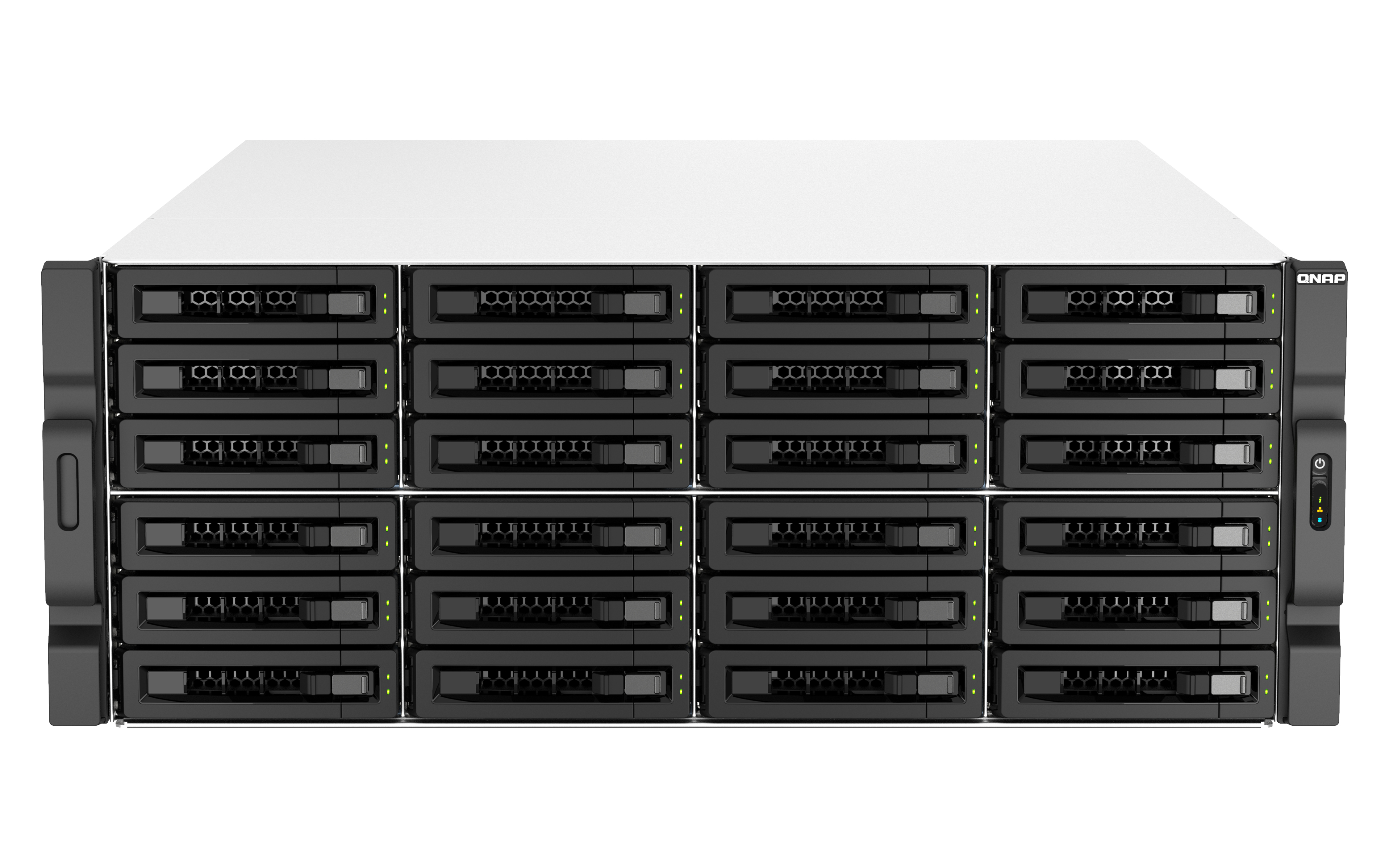 QNAP TS-H3087XU-RP NAS Rack (4U) Intel Xeon E E-2378 64 GB DDR4 0 TB QuTS hero Zwart, Wit (TSH3087XURPE237864G) thumbnail