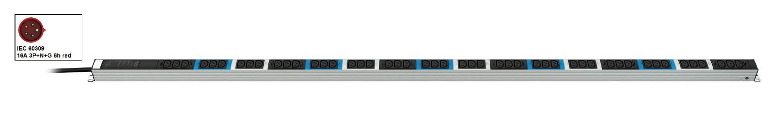 Vertiv Knürr DI-STRIP PDU, basic, 0U/1U, ingang IEC 60309 230/400 V 3 x 16 A, uitgangen (48) C13 (036008481) thumbnail