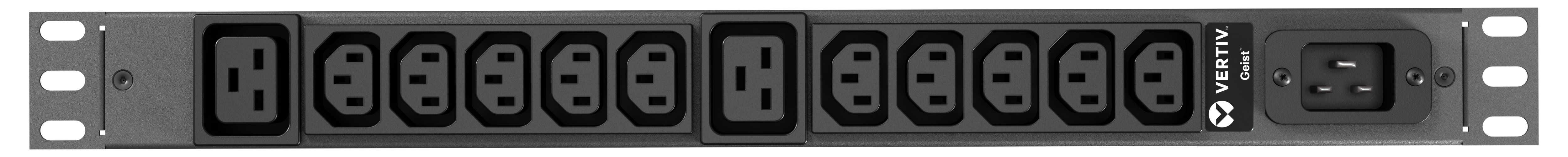 Vertiv Geist rPDU, basic, 1U, input C20 230V 16A, outputs (10)C13 | (2)C19 energiedistributie 12 AC-uitgang(en) Zwart (VP9559) thumbnail
