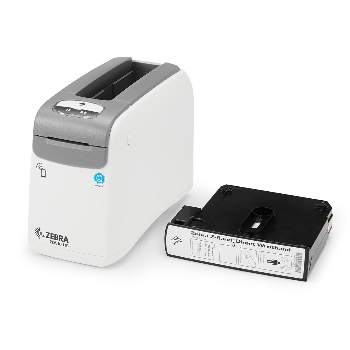 Zebra DT Printer ZD510 Wristband ZPL II, XML, 300 dpi, EU and UK Cords, USB, USB Host, Ethernet only (ZD51013-D0ER00FZ) thumbnail