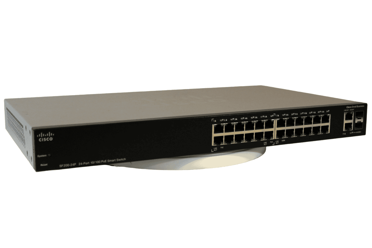 Cisco 24-Port 10/100 Smart Switch, (SF200-24FP-EU-RFB) thumbnail