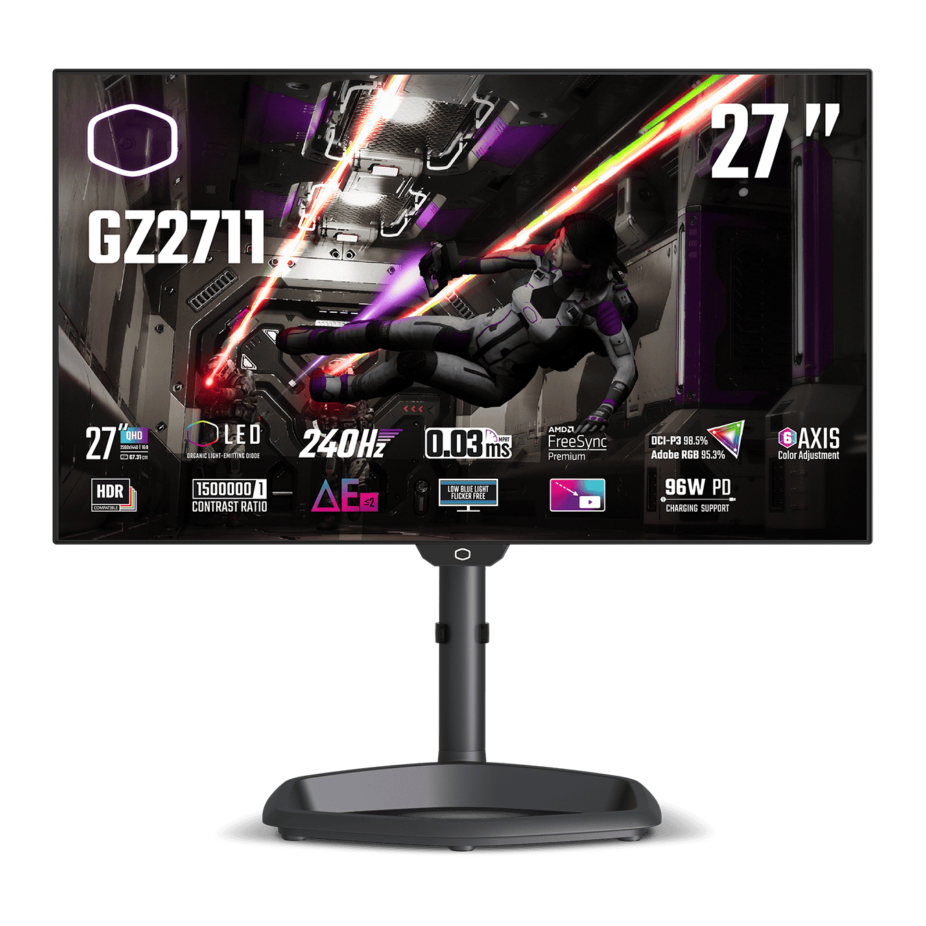Cooler Master GZ2711 69 cm 27 inch black QHD AMD Free-Sync Premium USB-C 240Hz panel (CMI-GZ2711-EK) thumbnail