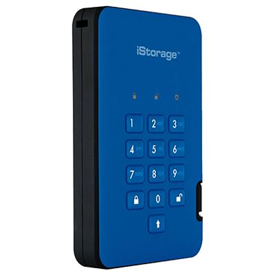 Origin Storage DISKASHUR2 SSD 256-BIT 16TB - BLUE data-encryptieapparaat (ISDA2256SSD16000BE) thumbnail